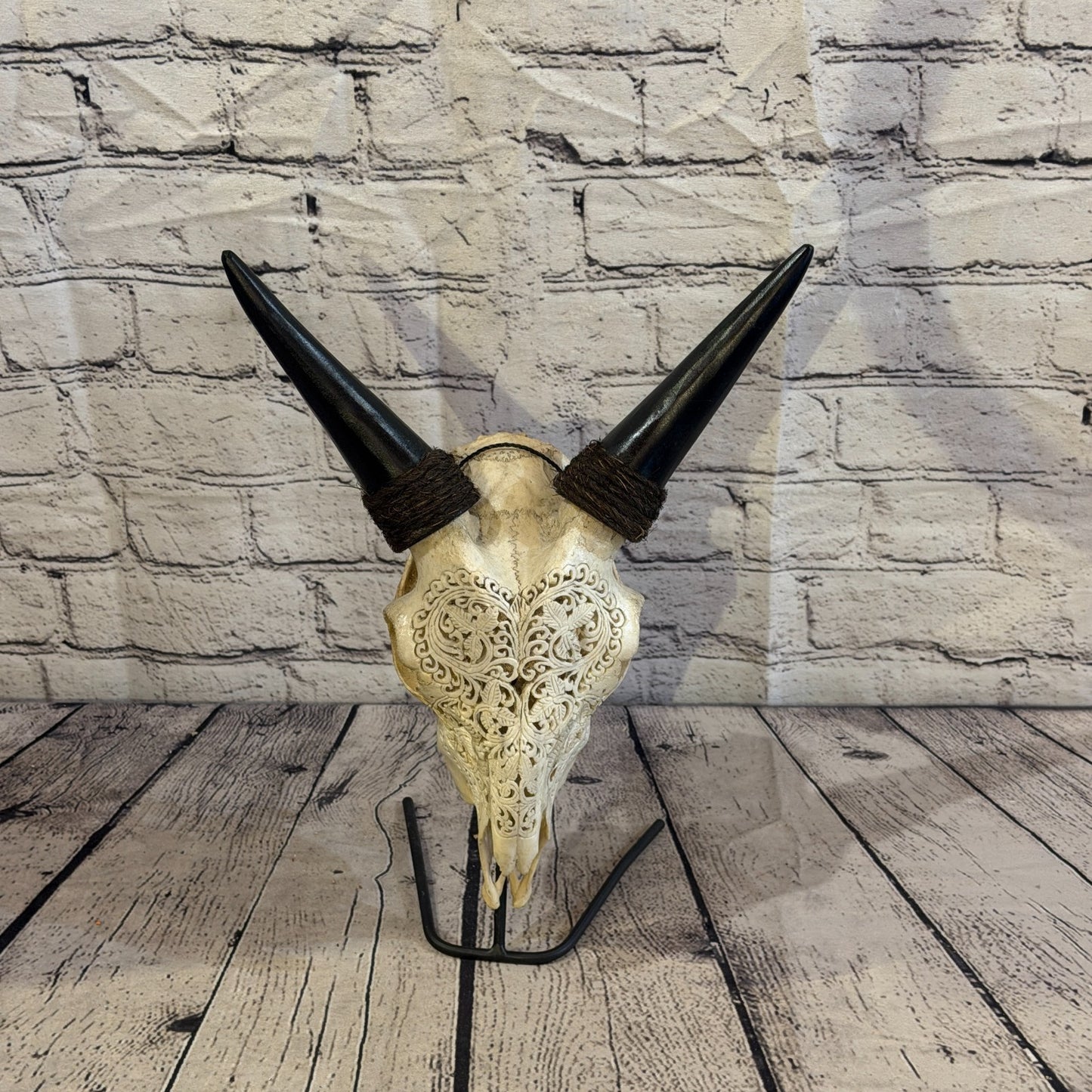 30cm Carved Buffalo Ram Wild Replica Skulls Wall Hanging Carved Stand Design 27