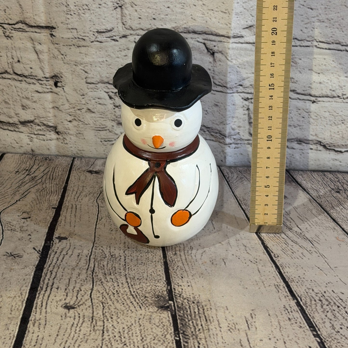 20cm x 12cm Black Top Hat Snowman Handcrafted Wood Xmas Christmas Ornament5