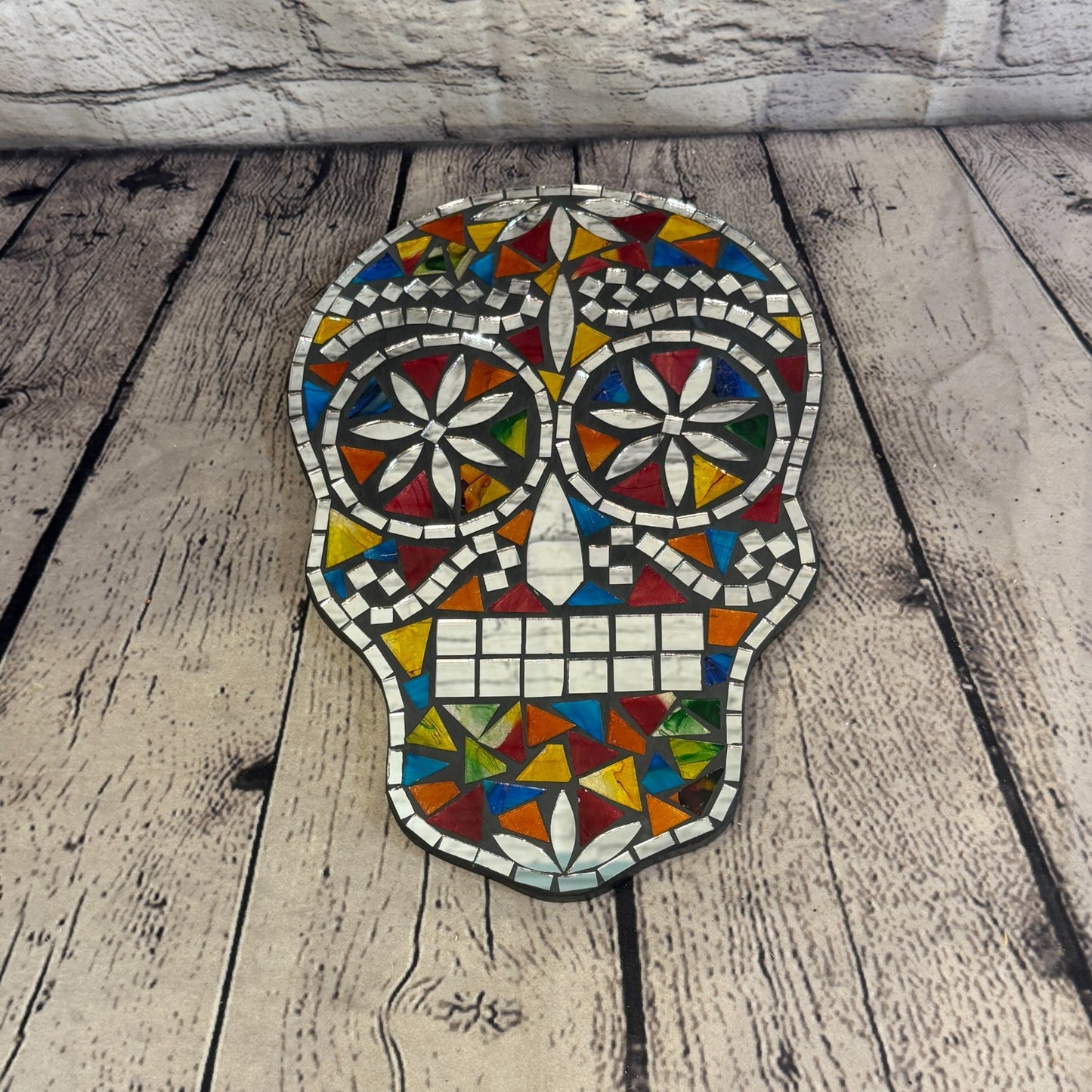 Rainbow Skull Mosaic Tile Wall Mirror 30cm x 20cm 12 Inches Handmade New3