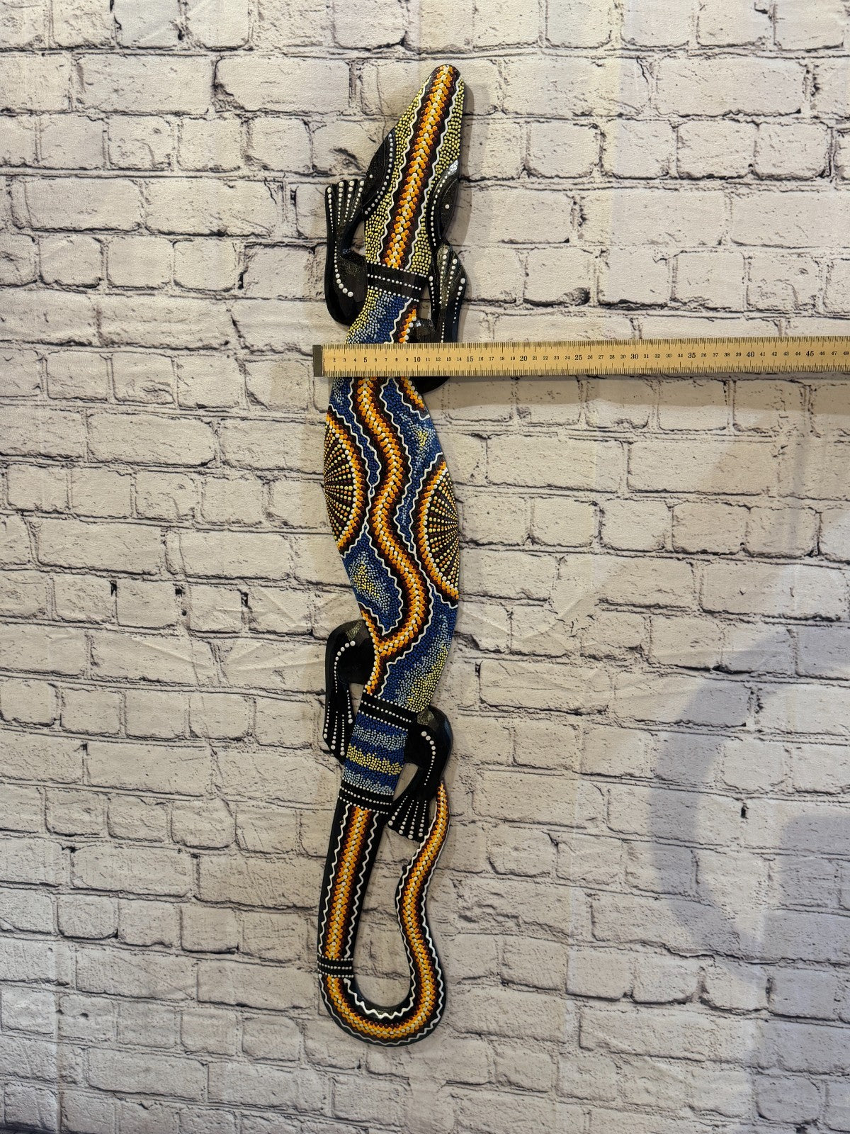 100cm Gecko Carved Wooden Dot Painted Ethnic Tribal Tiki Wall Art No 4 New3