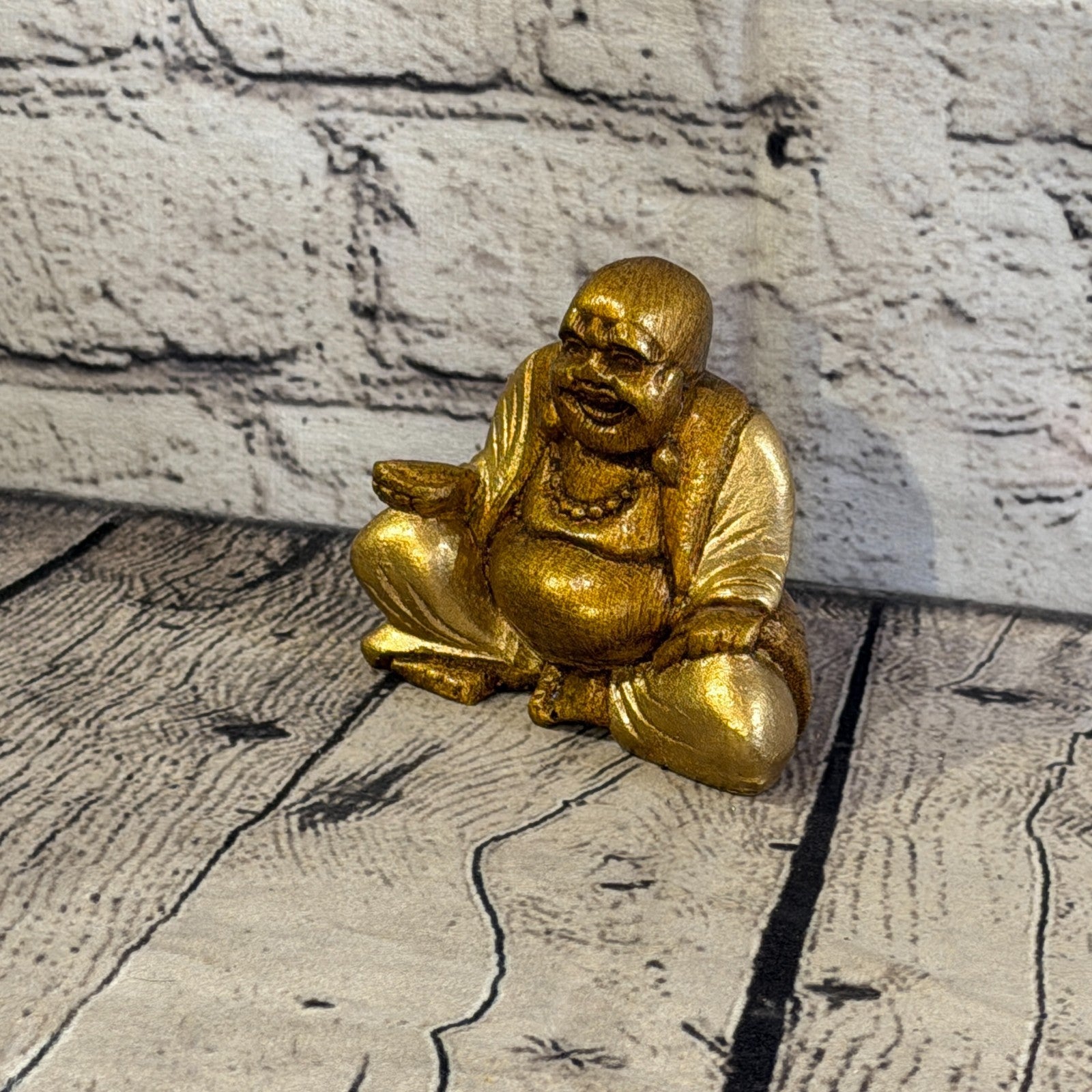Bronze & Bronze 10cm x 10cm Small Chinese Buddha Sitting On Lotus Statue Resin0
