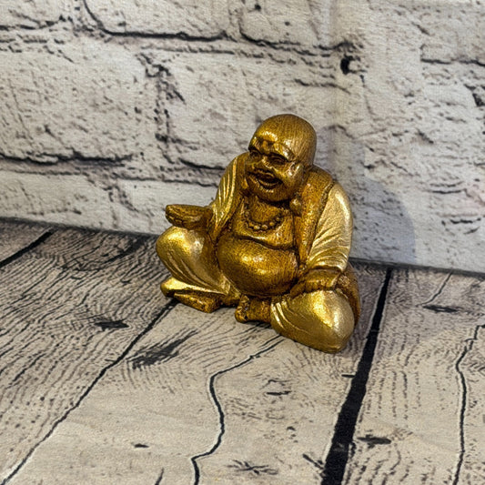 Bronze & Bronze 10cm x 10cm Small Chinese Buddha Sitting On Lotus Statue Resin0