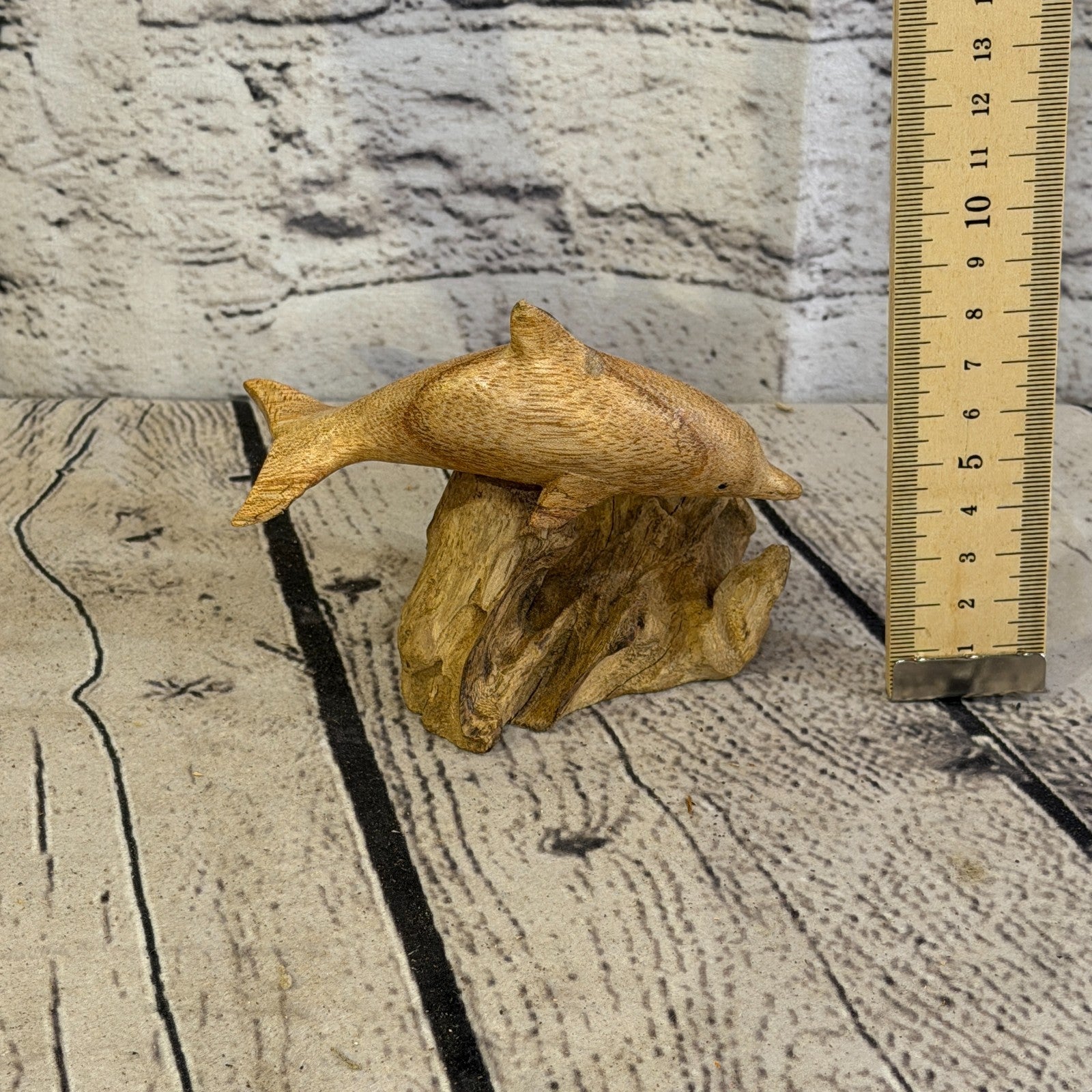 10cm Single Dolphin Mushroom Parasite Ornament Natural Carving Fairtrade Wooden5