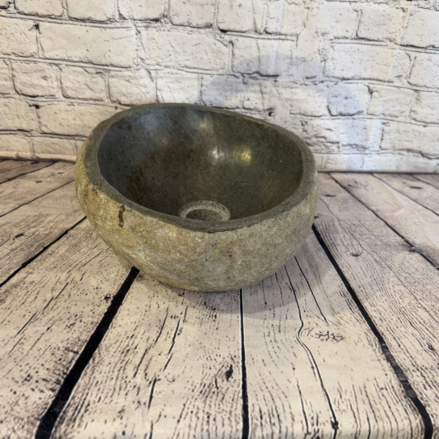 32cm x 26cm Wash Basin Bathroom Counter Top Washing River Stone Bowl Sink No 141