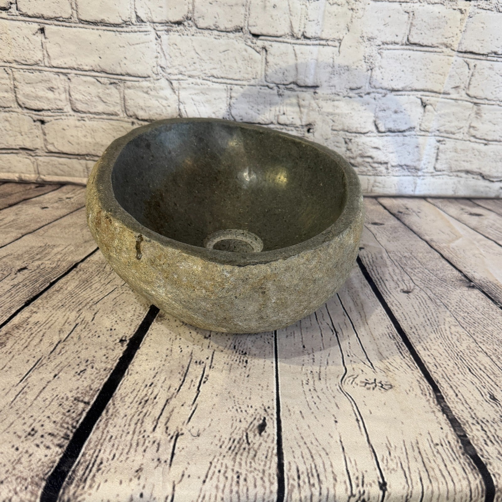 32cm x 26cm Wash Basin Bathroom Counter Top Washing River Stone Bowl Sink No 141