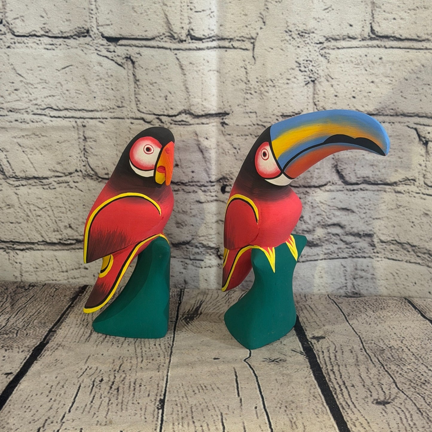 20cm Dark Red Parrot Bird Ornament Statue Fair Trade Hand Made Carved Wood9