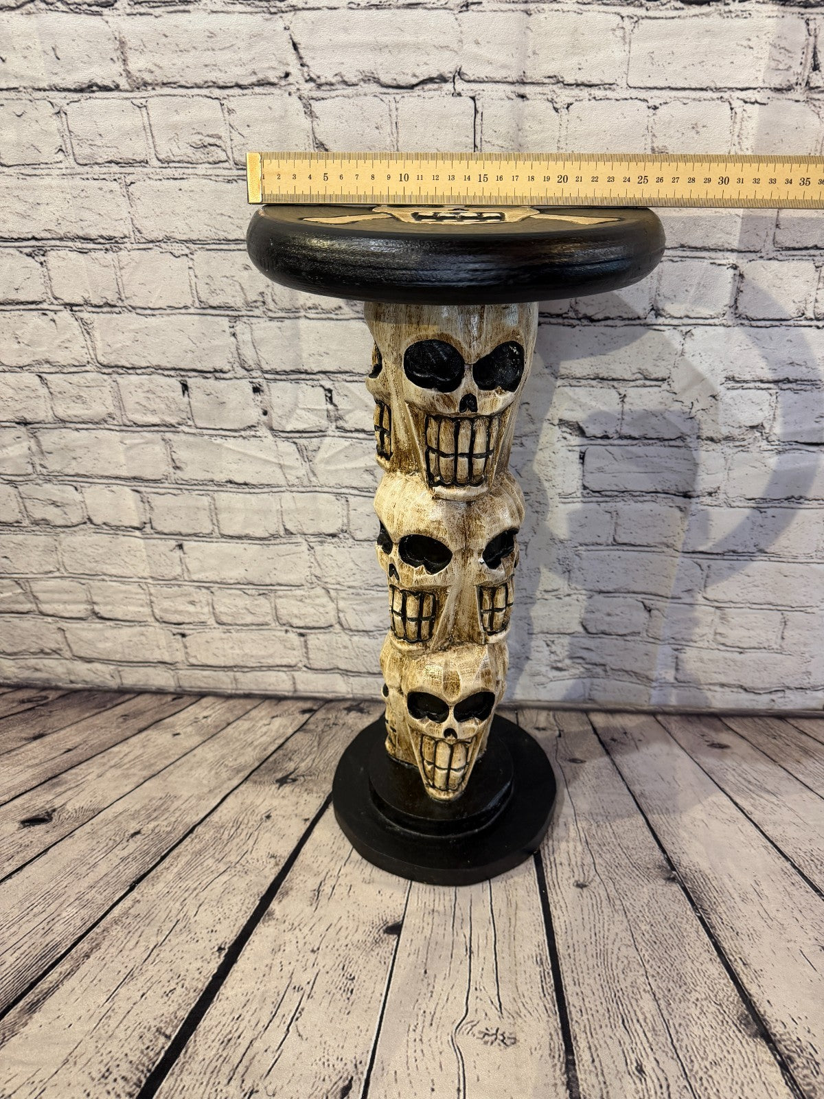 55cm x 25cm Sitting Skull Round Wooden Coffee Table Bar Restaurant Garden Pub4