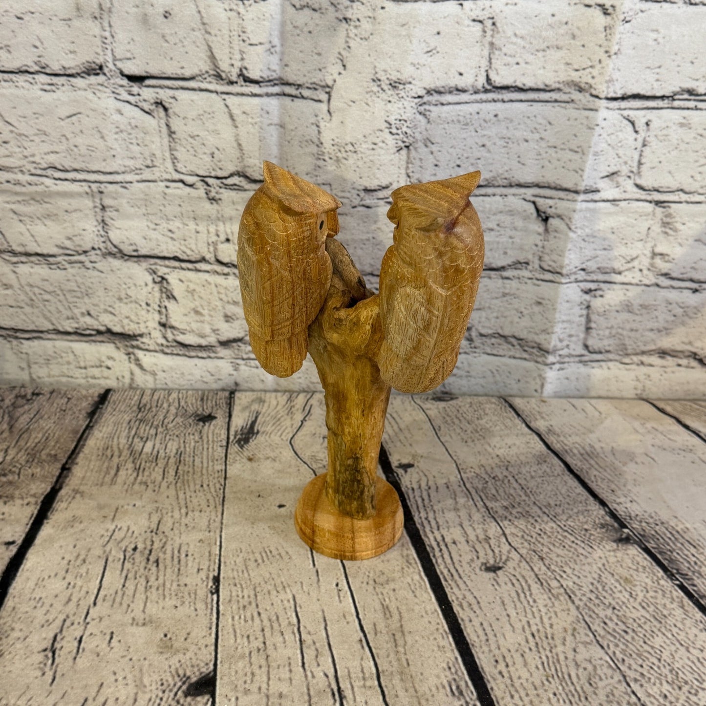25cm Double Owl Mushroom Parasite Ornament Natural Carving Fair trade Wooden4