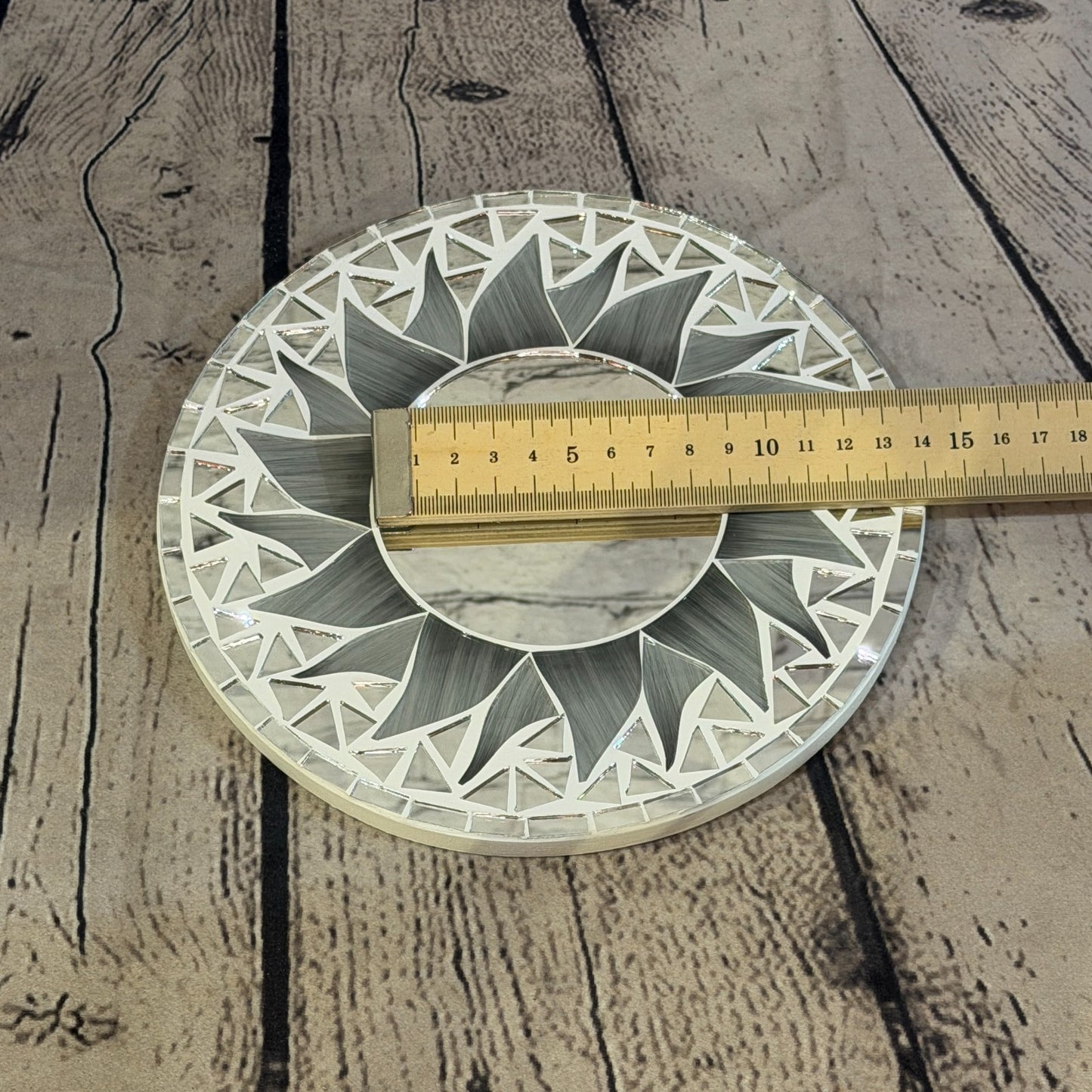 Grey Sun Flame Mosaic Tile Wall Mirror 20cm x 20cm 8 Inches Handmade5