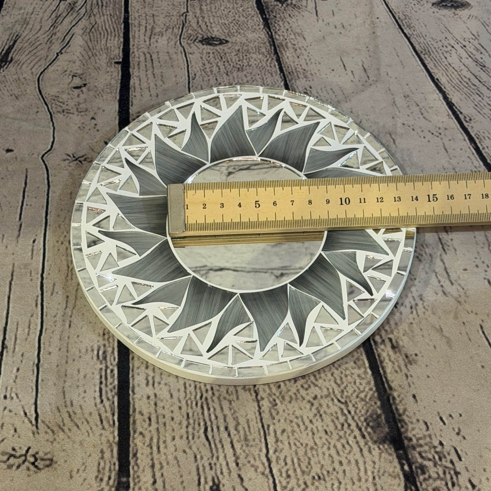 Grey Sun Flame Mosaic Tile Wall Mirror 20cm x 20cm 8 Inches Handmade5