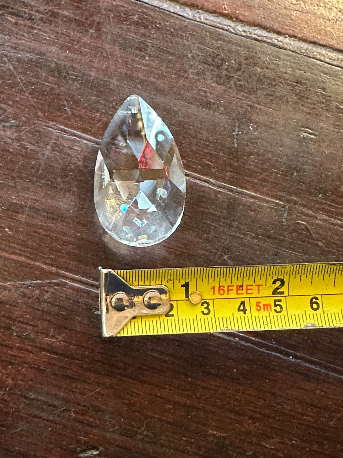 5 Top Hole Crystal Clear Glass Faceted Sun Catcher Drop Pendant 4.5cm x 2.5cm2