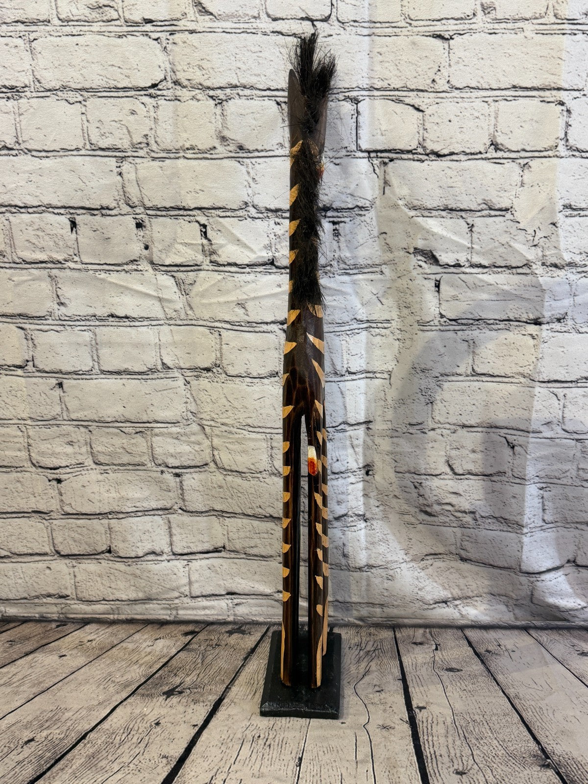 60cm Painted Wooden Horse Standing Single Carved Solid Wood Zebra Handmade4