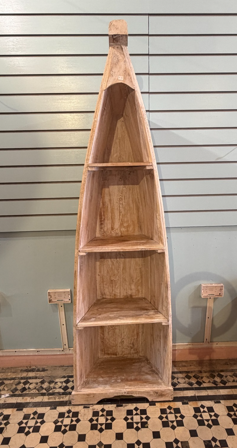 180cm x 55cm x 30cm White Boat Shelf Wooden Cabinet Living Storage Furniture1