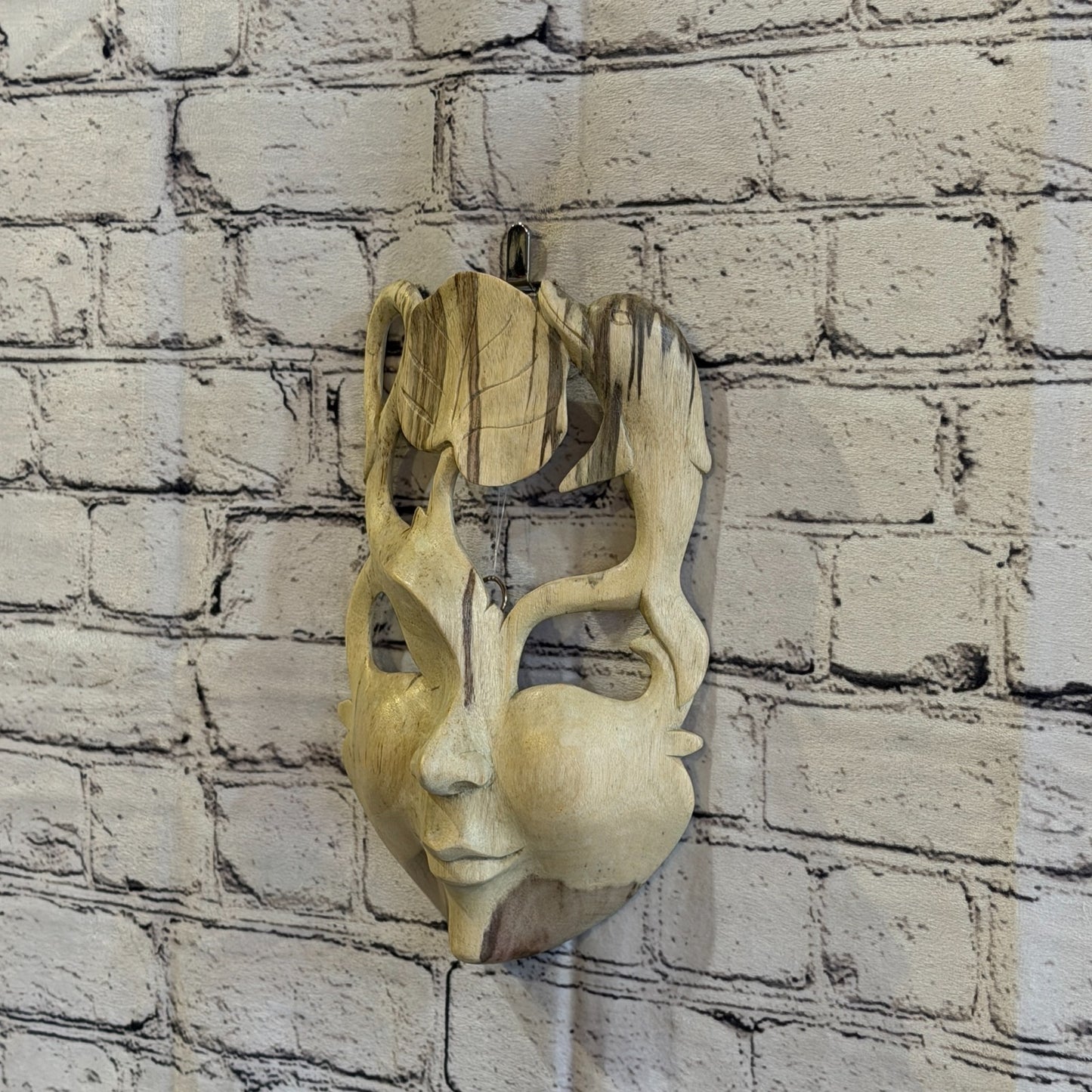Wooden Soulmate Mask Wall Art Hibiscus Wood Hand Carved Fair Trade Design 22