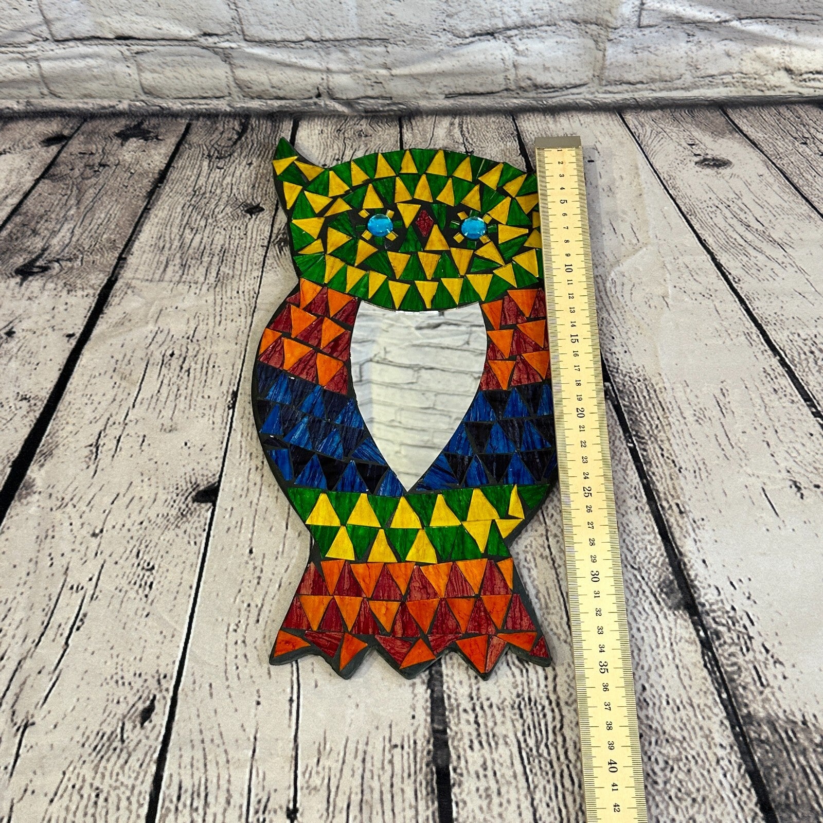 Rainbow Owl With Mirror Mosaic Tile Wall Mirror 35cm x 20cm Handmade New5