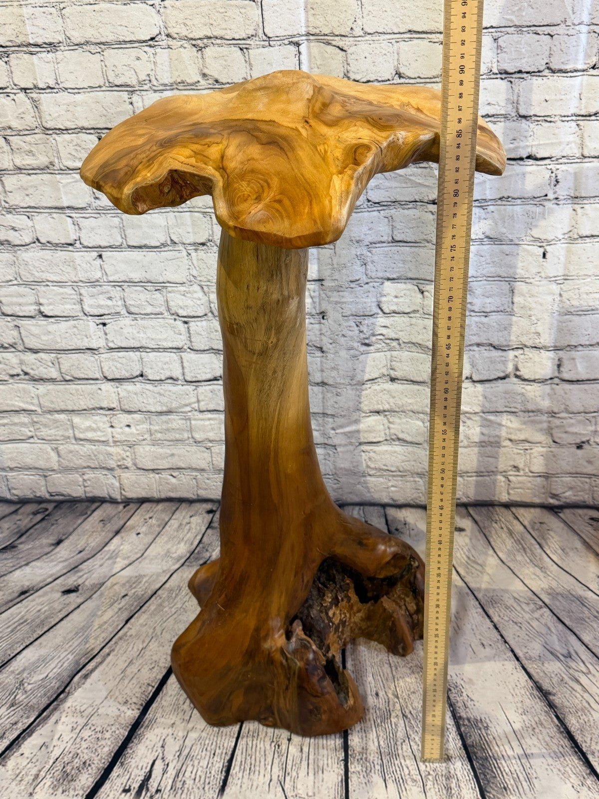 80cm x 40cm Dome Wooden Mushroom Toadstool Sculpture Garden Teak Root Ornament4