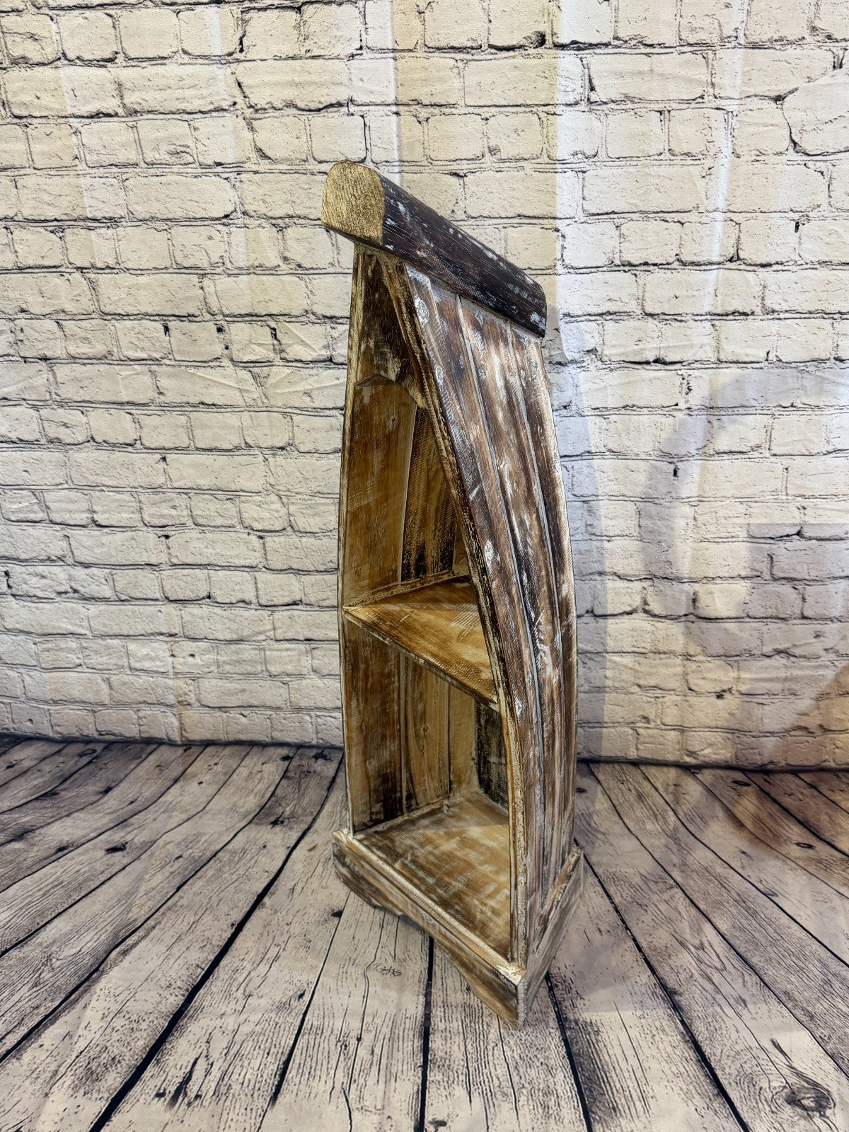 60cm x 30cm x 22cm Brown Boat Shelf Wooden Cabinet Living Hall Storage Furniture0