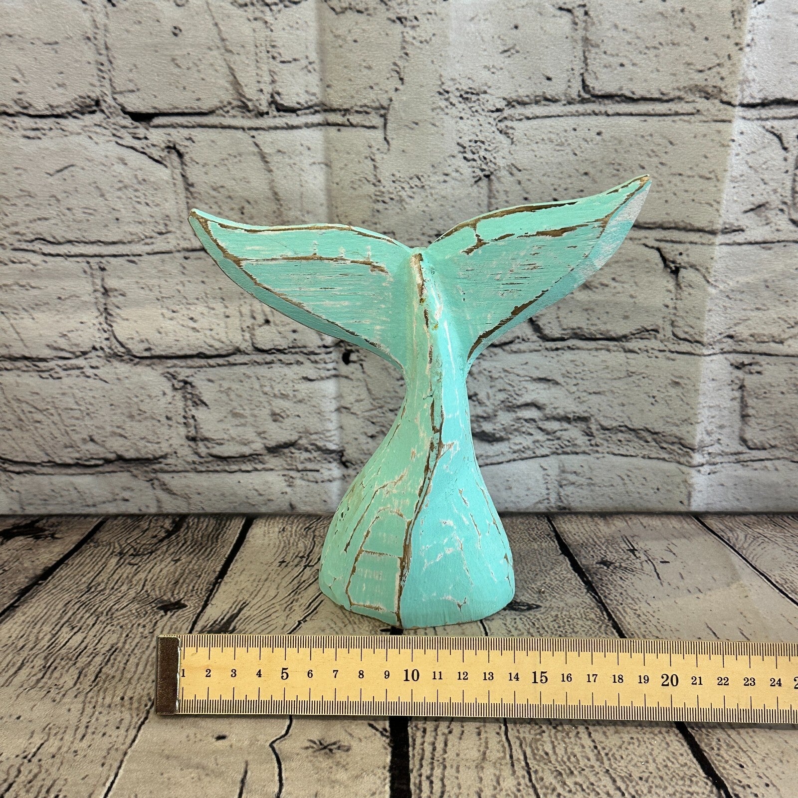 20cm x 18cm Whale Tail Green Fish Wood Coastal Ocean Bathroom Decoration7