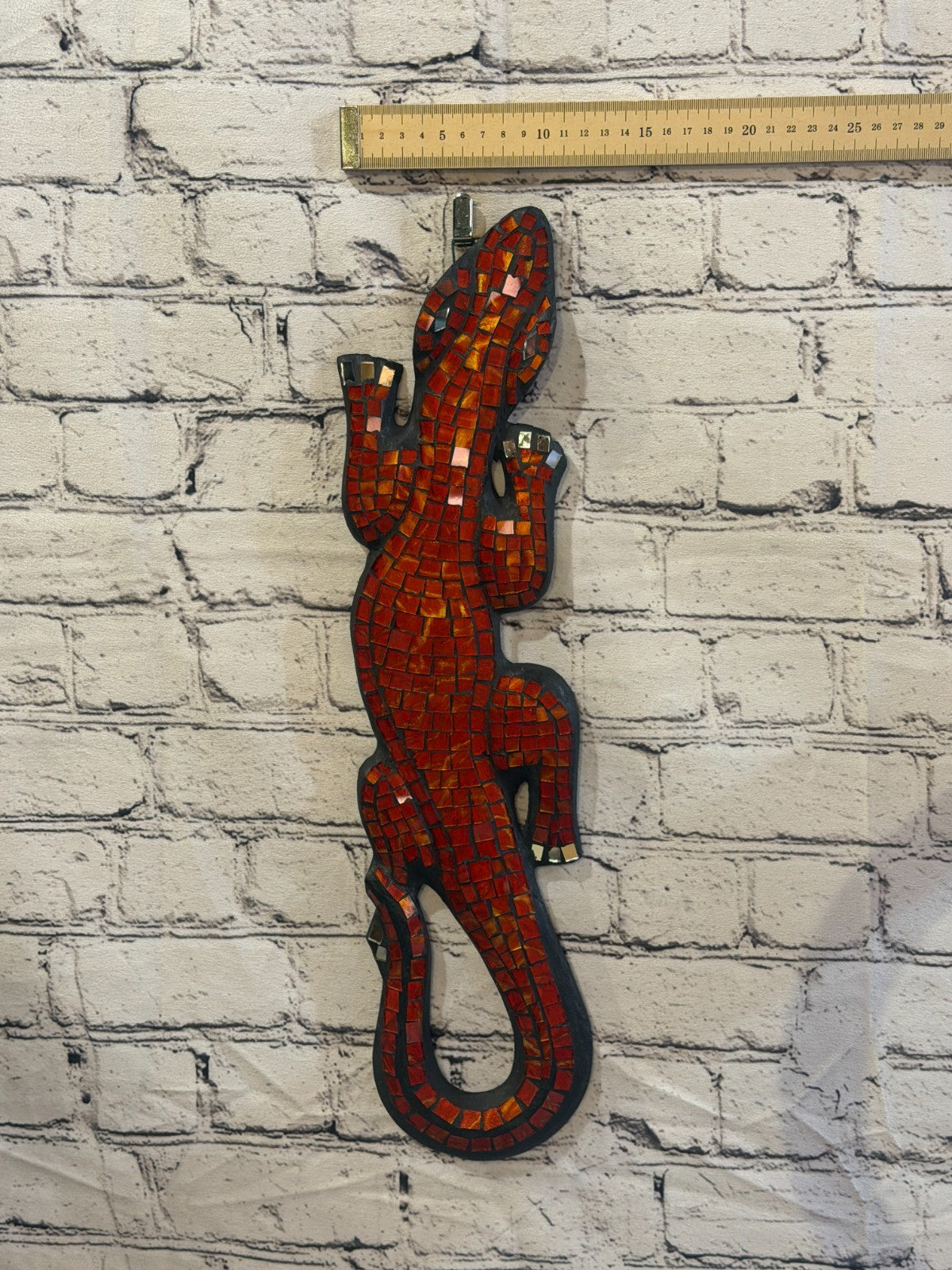 50cm Gecko Orange Mosaic Wall Hanging Wooden Ornaments Wood Carving3