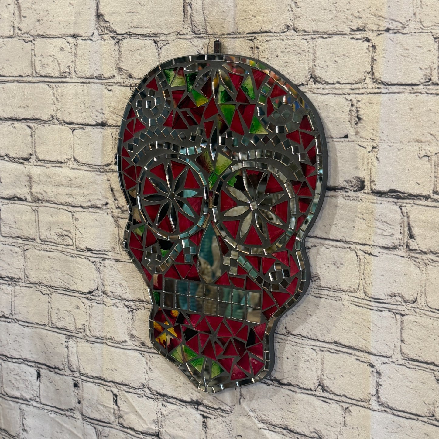 Red Skull Mosaic Tile Wall Mirror 40cm x 28cm 16 Inches Handmade New2