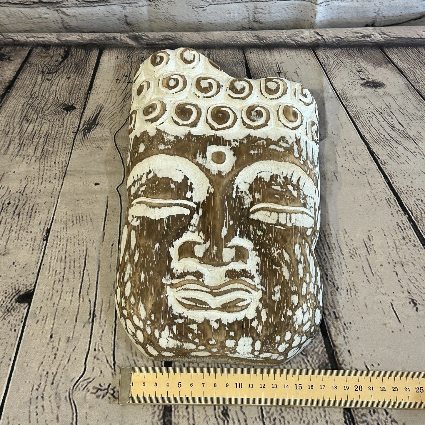 30cm Brown Tiki Style Wall Decoration Buddha Head Designer Mask Wooden Handmade4