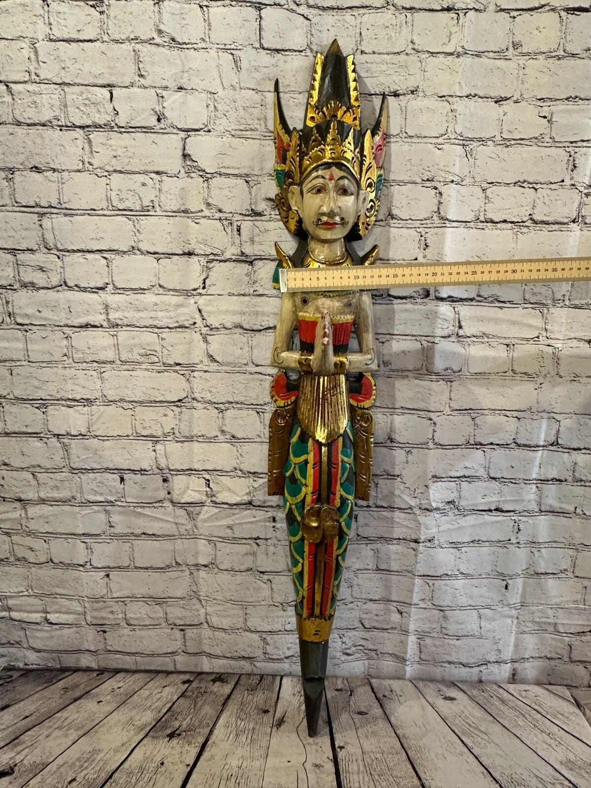 Plain Antique Colour Sita Dewi Bali Rice Goddess Wings Mermaid Wood 100cm Pair8