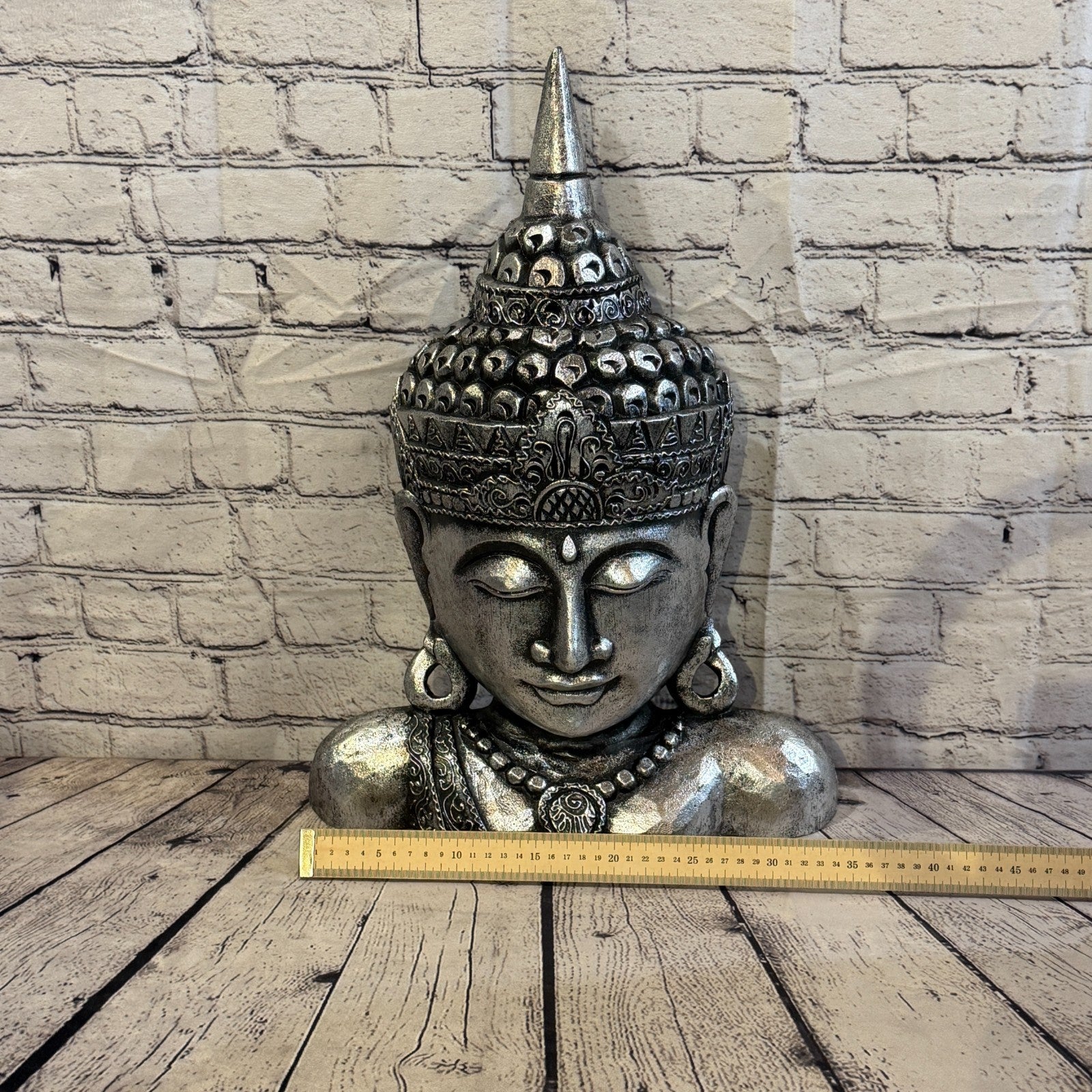50cm Silver Head Shoulder Buddha Ornament Sculpture Statue Buddhas Handcarved5