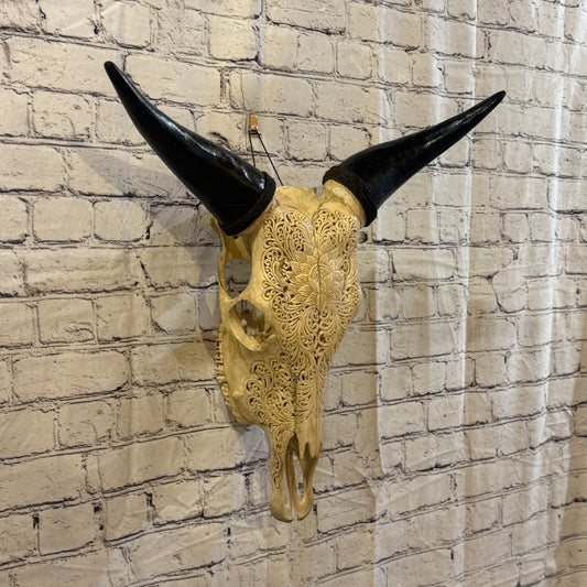 50cm Carved Buffalo Ram Wild Replica Skulls Wall Hanging Carved Design 20