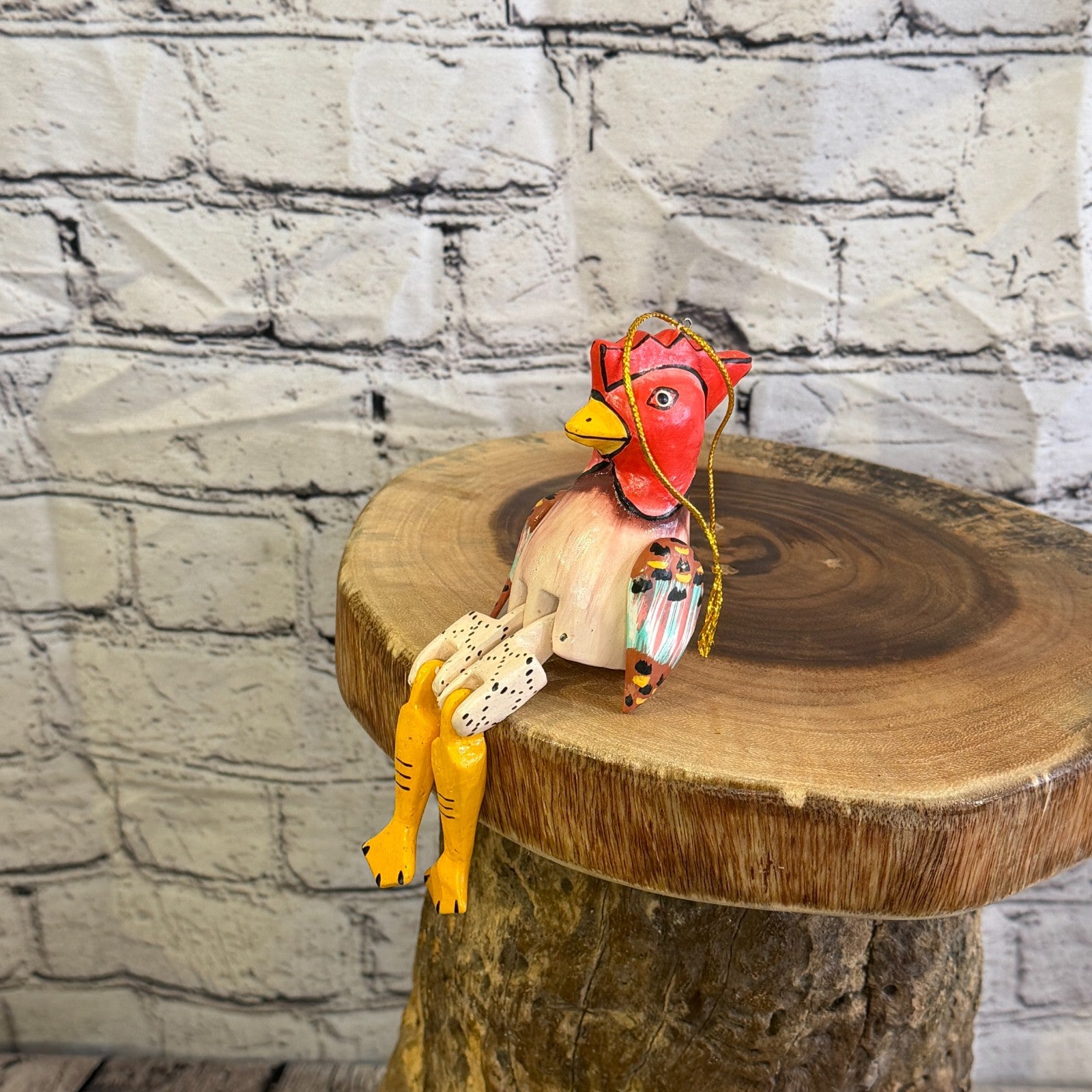 10cm Chicken Rooster Sitting Animal, Wooden Shelf Ornament Handmade Fairtrade8