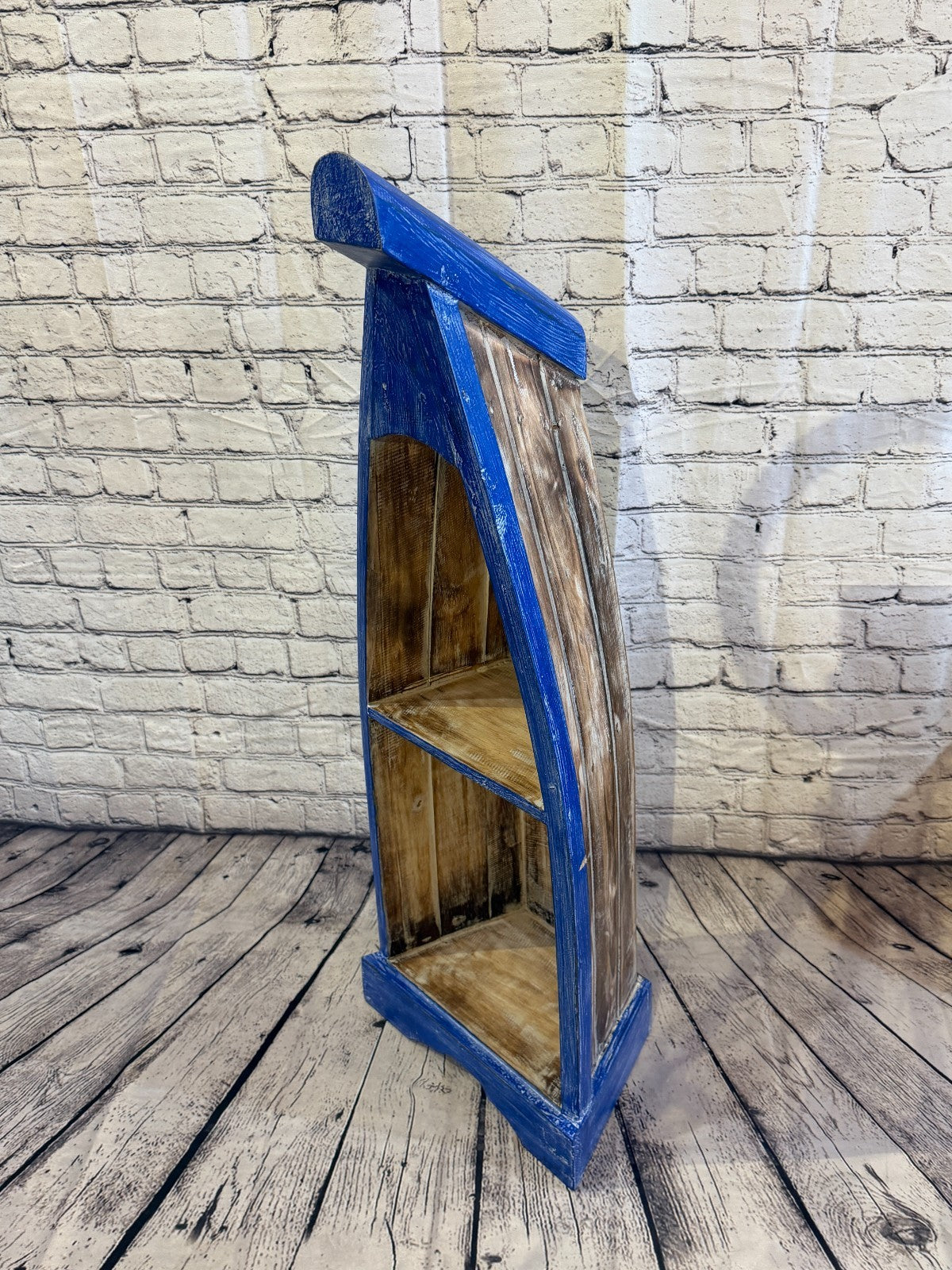 60cm x 30cm x 22cm Blue Boat Shelf Wooden Cabinet Living Hall Storage Furniture0