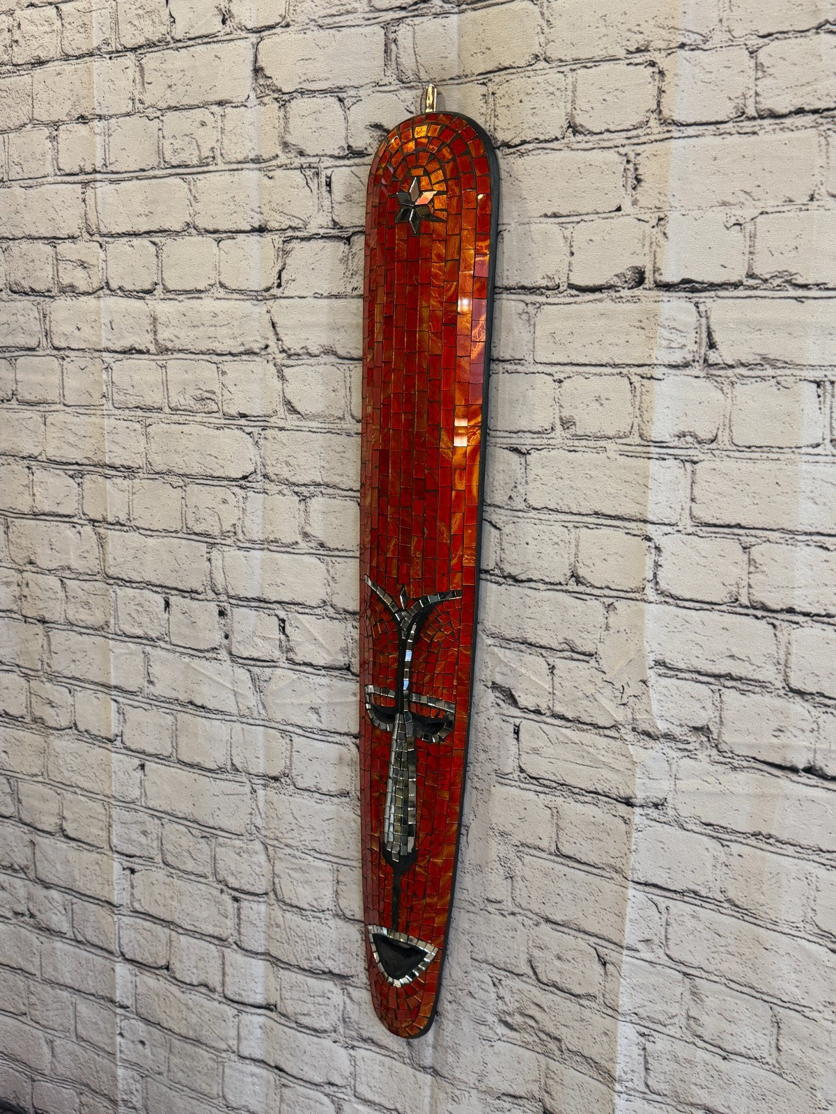 80cm Mask Red Mosaic Wall Hanging Wooden Ornaments Wood Carving1