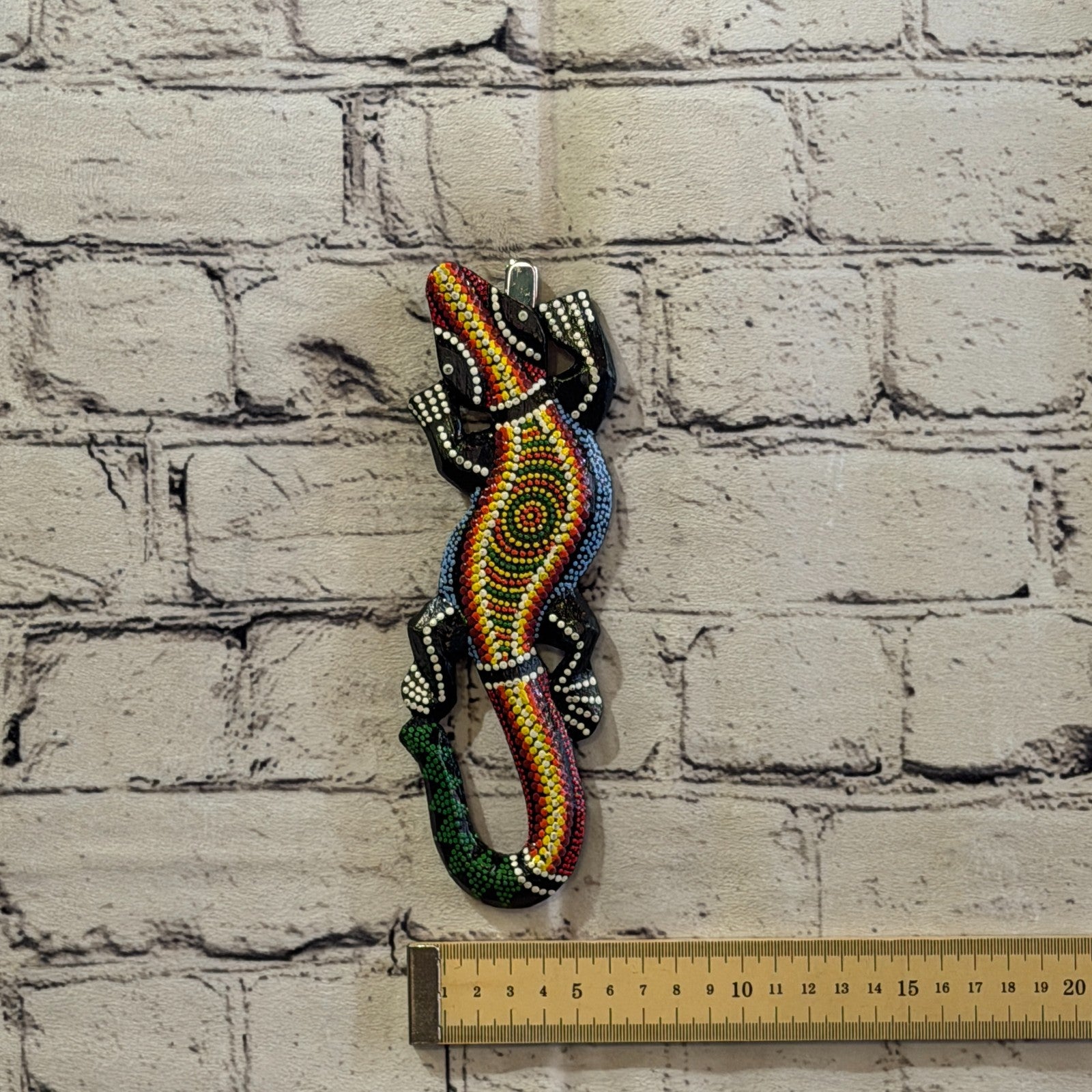 20cm Gecko Carved Wooden Dot Painted Ethnic Tribal Tiki Wall Art No 1 New3