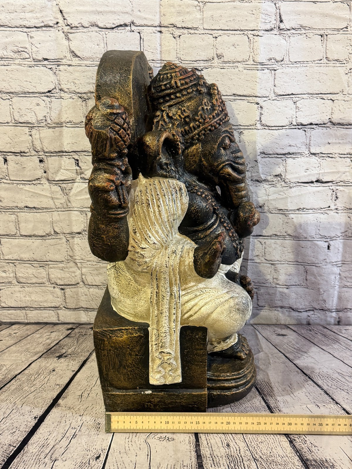 Bronze White 60cm x 35cm Thai Ganesha God On Base Hollow Statue Resin Hindu7