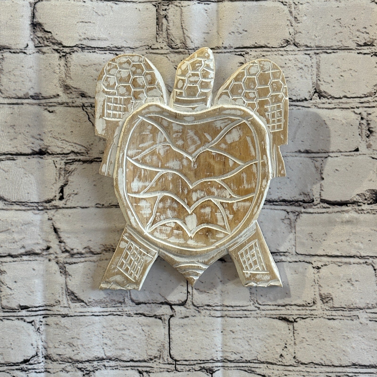 25cm Cream Sea Turtle Bowl Trinket Dish Decoration Designer Mask Wooden Handmade3