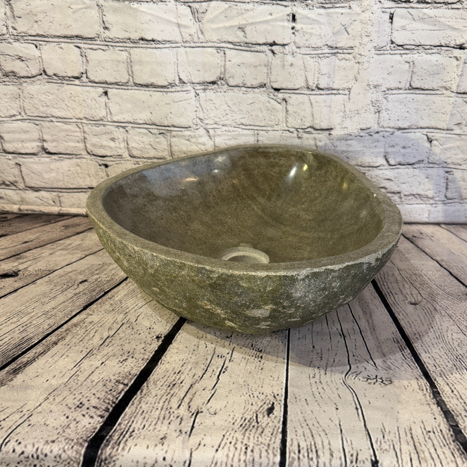 34cm x 40cm Wash Basin Bathroom Counter Top Washing River Stone Bowl Sink No 192