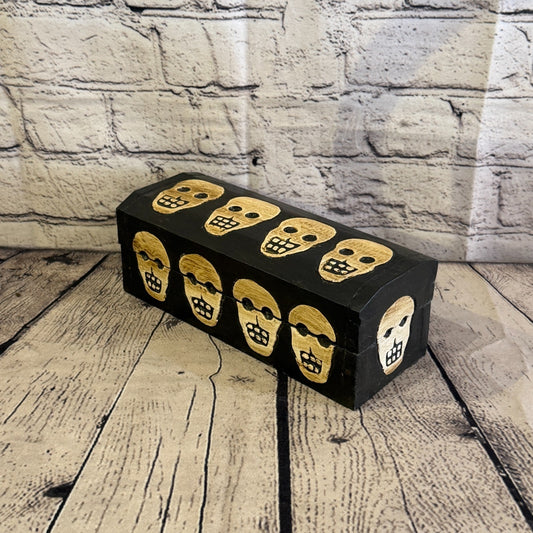 20cm x 10cm x 10cm Wood Gothic Pentagram Skull Coffin Jewellery Trinket Box0