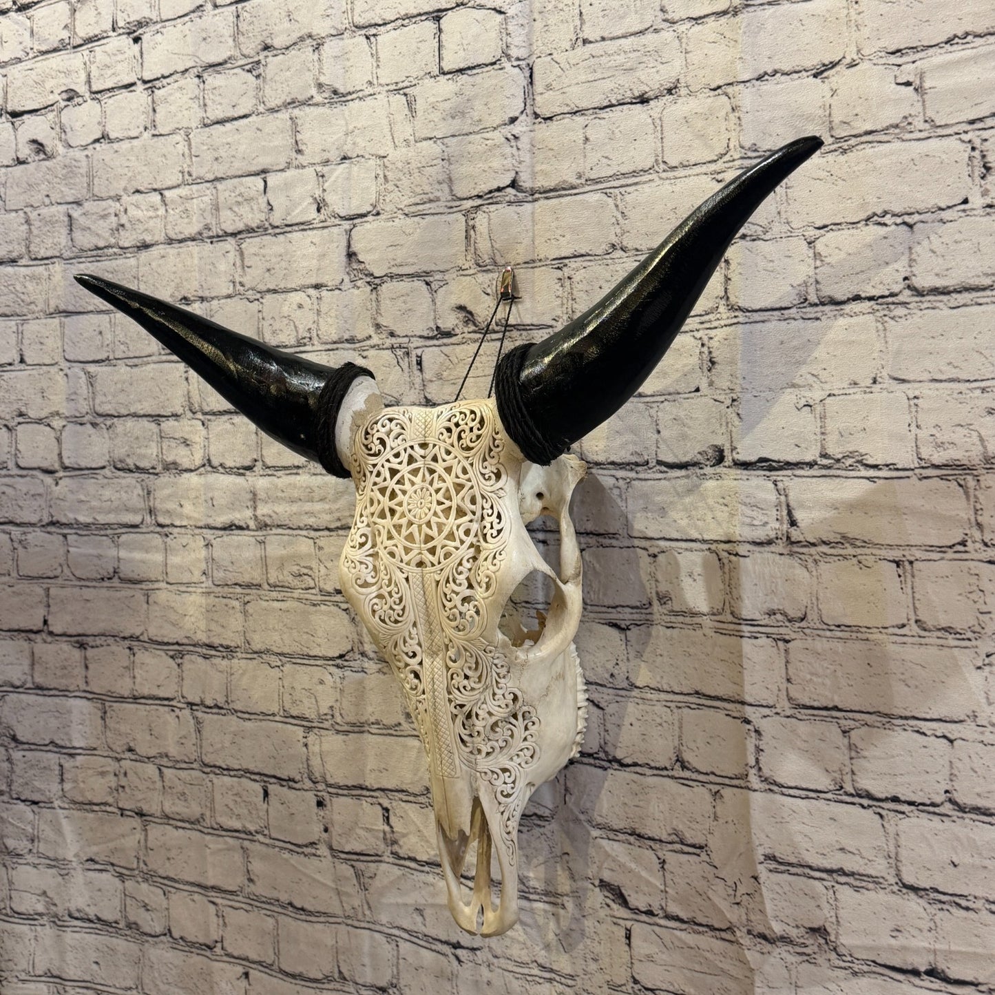 50cm Carved Buffalo Ram Wild Replica Skulls Wall Hanging Carved Design 11