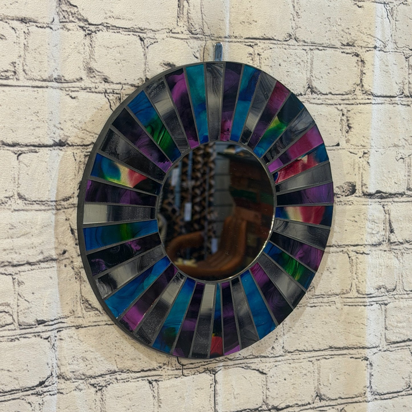 Blue Purple Line Black Mosaic Tile Wall Mirror 30cm x 30cm 12 Inches Handmade0