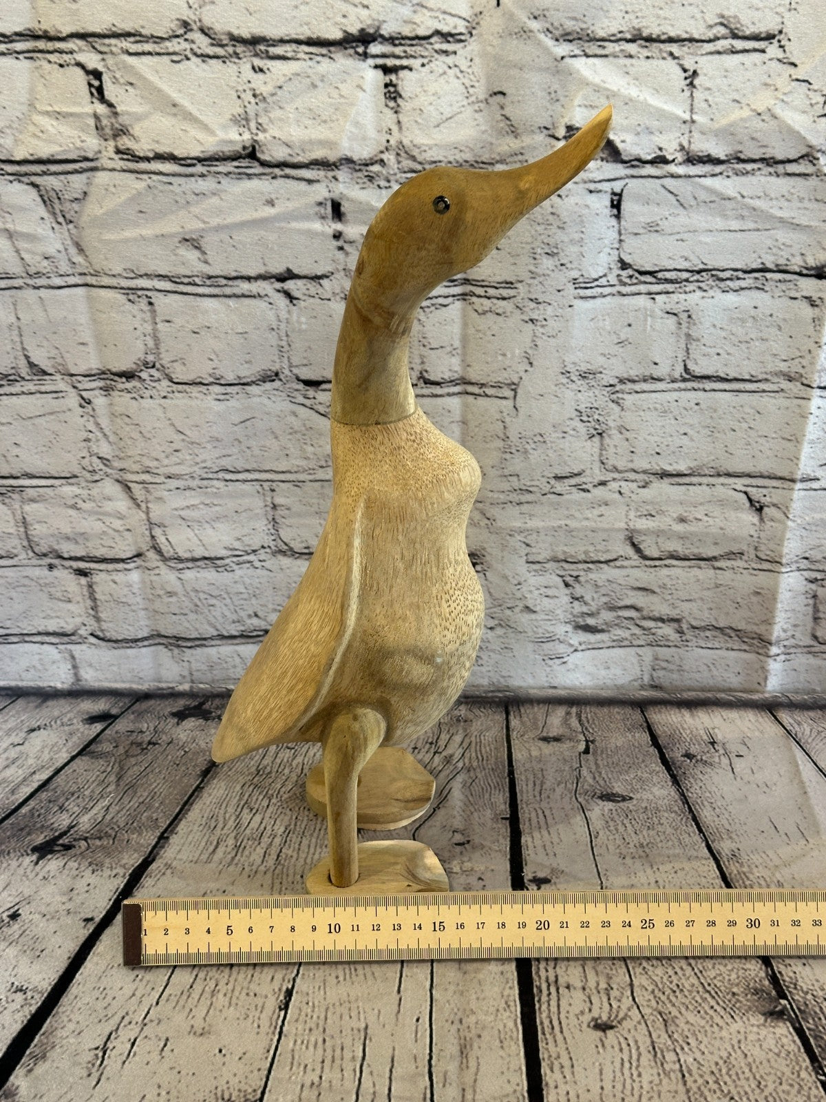 Looking Forward 40cm Tall Wooden Hairy Duckling Baby Duck Bamboo Root Fairtrade7