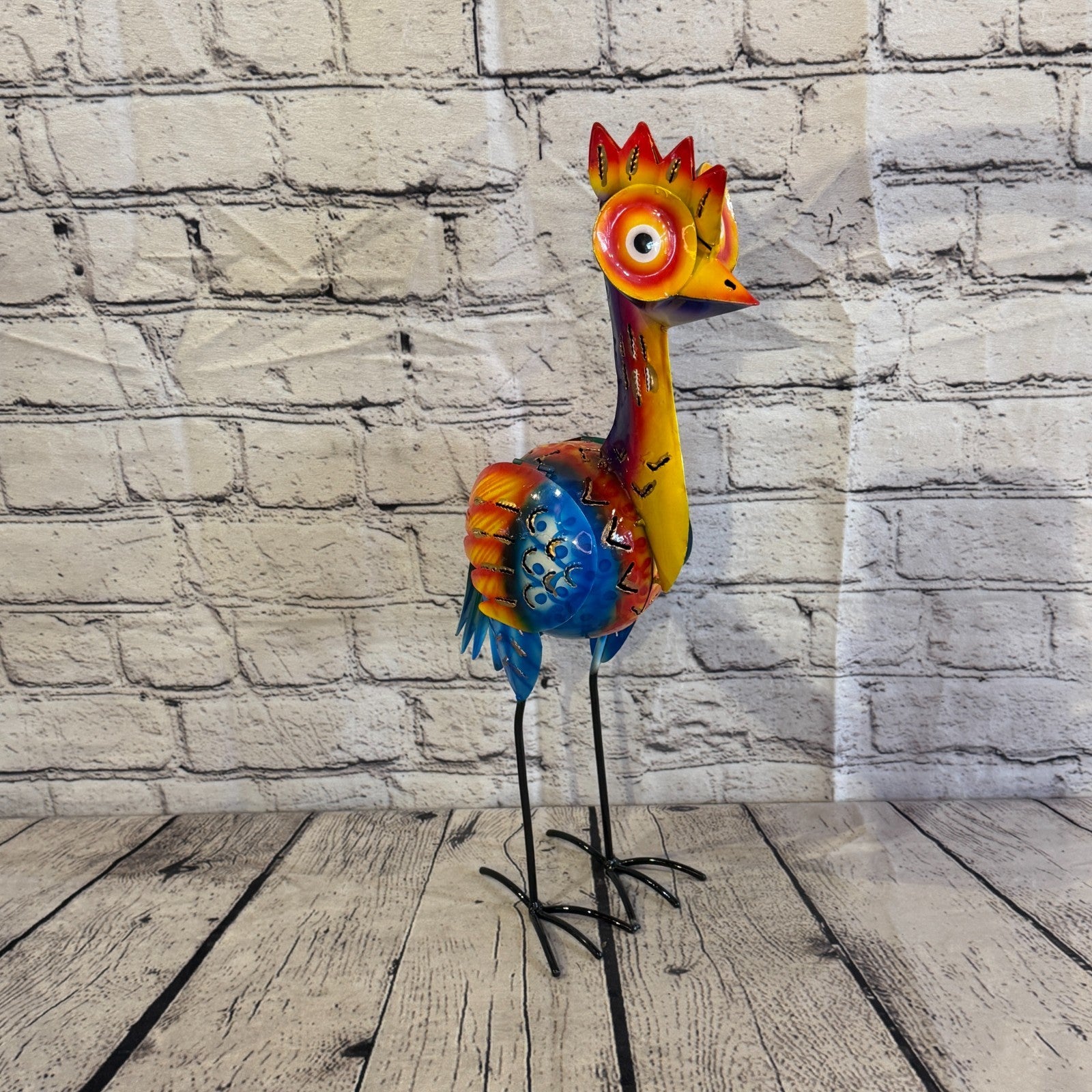 40cm x 20cm Emu Ostrich Bird Multicoloured Metal Tin Standing Ornament Statue2