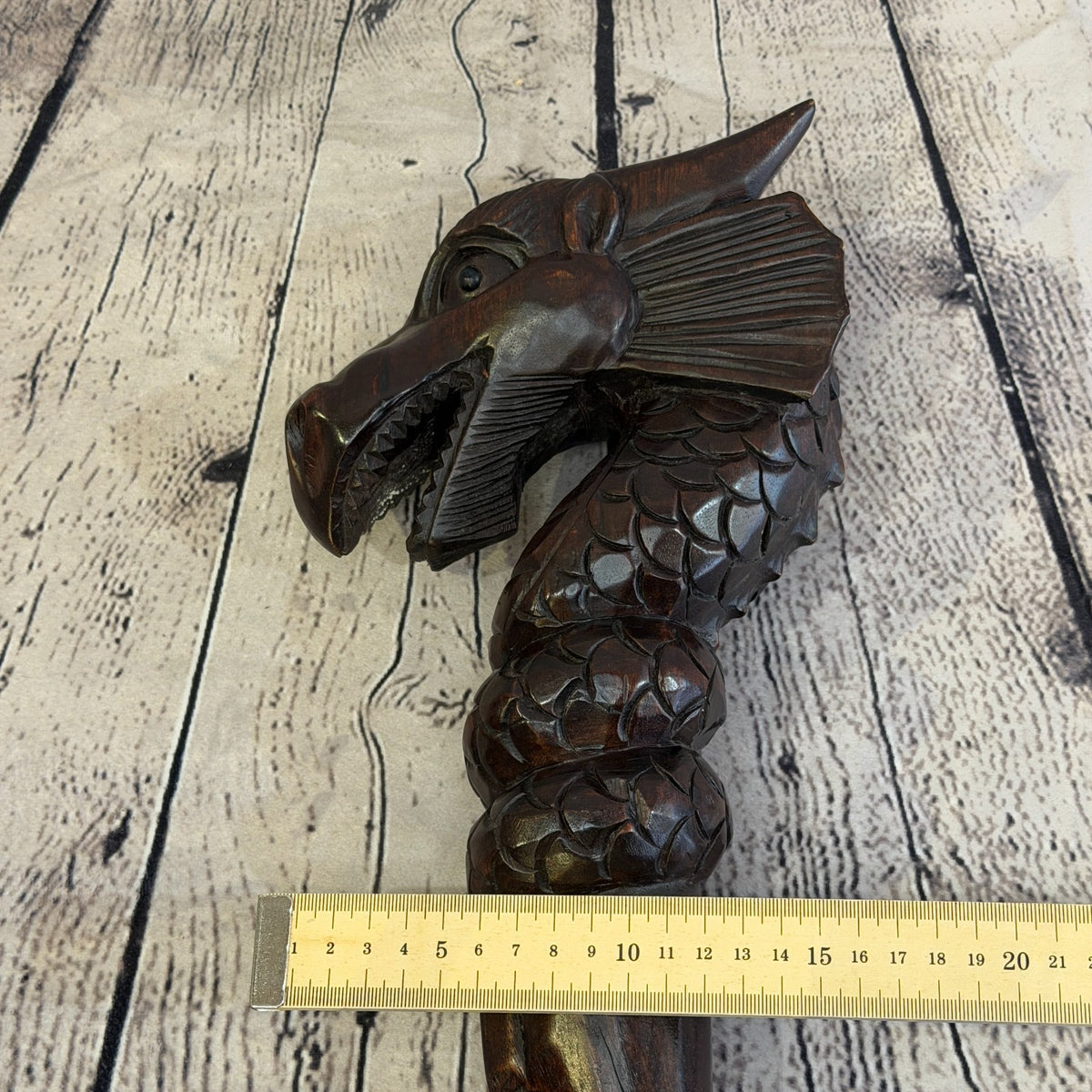 Dragon Head 140cm Tribal African Walking Stick Staff Cane Hand Carved Dark Wood8