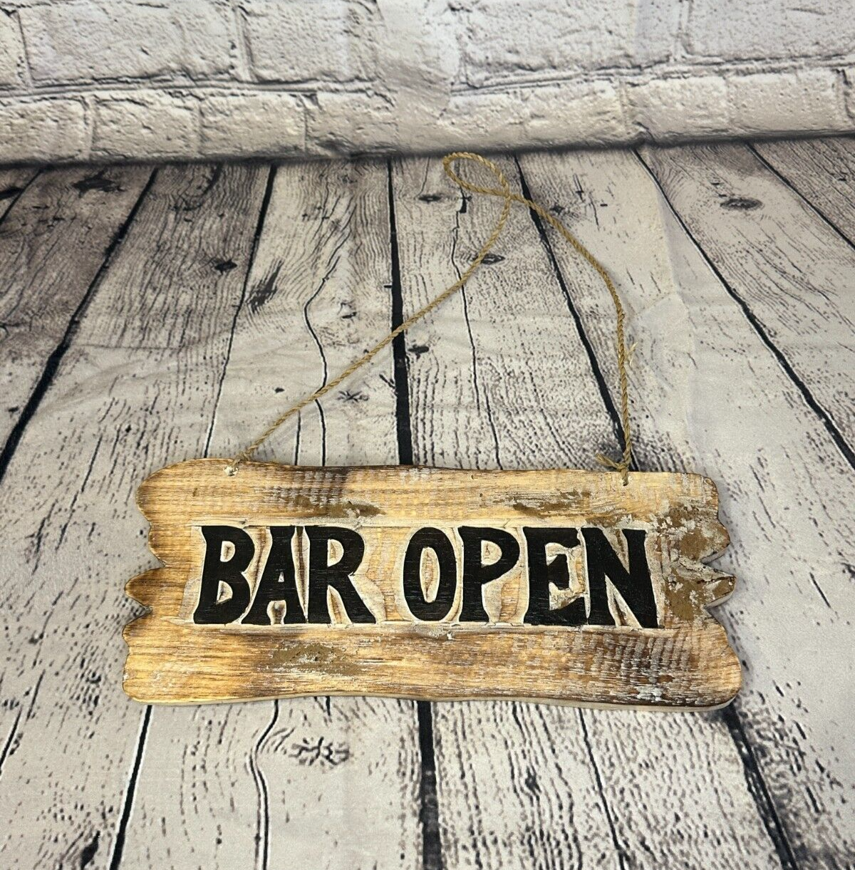 Bar Open Word Sign Plaque Outdoor Garden Shed Den Bar Shop 30cm x 12cm2