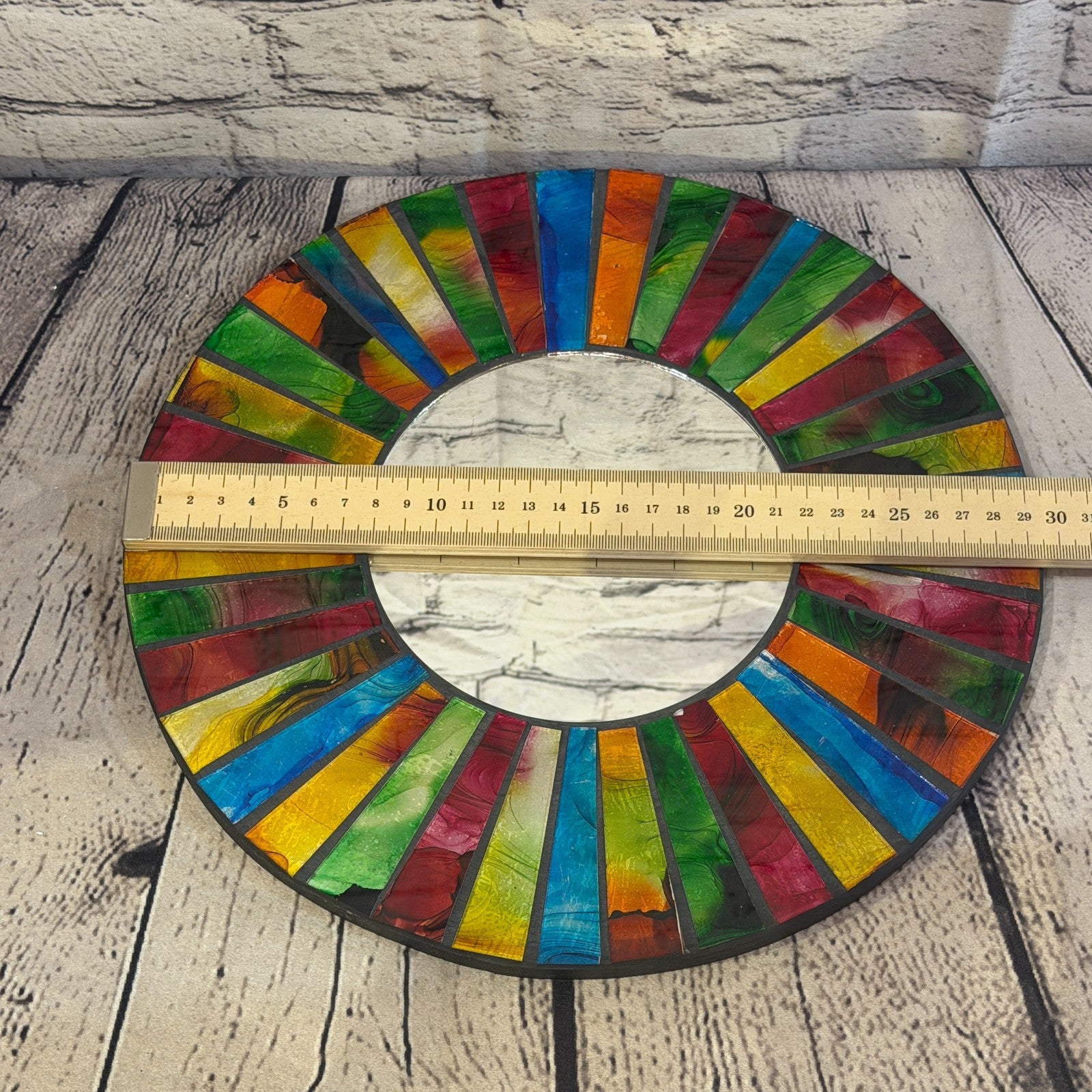 Rainbow Line Black Mosaic Tile Wall Mirror 30cm x 30cm 12 Inches Handmade3
