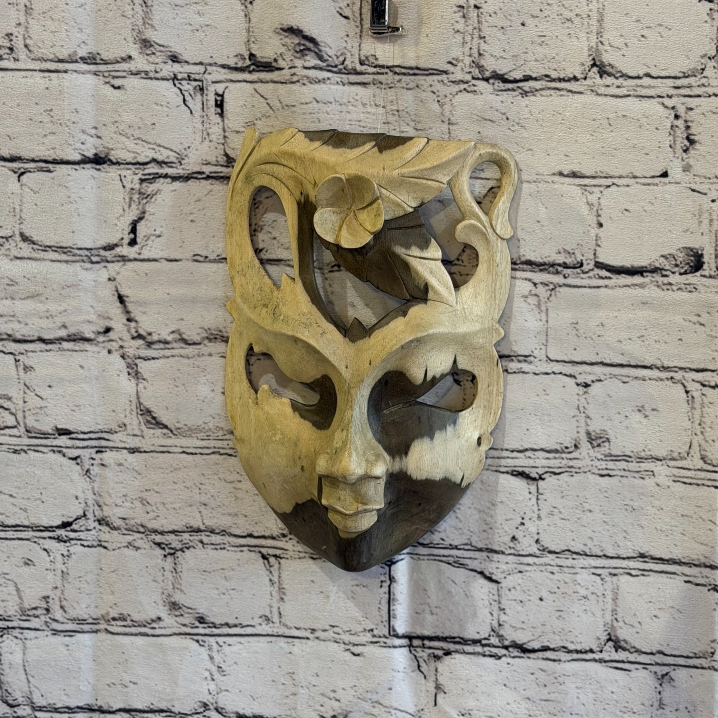 Wooden Soulmate Mask Wall Art Hibiscus Wood Hand Carved Fair Trade Design 10