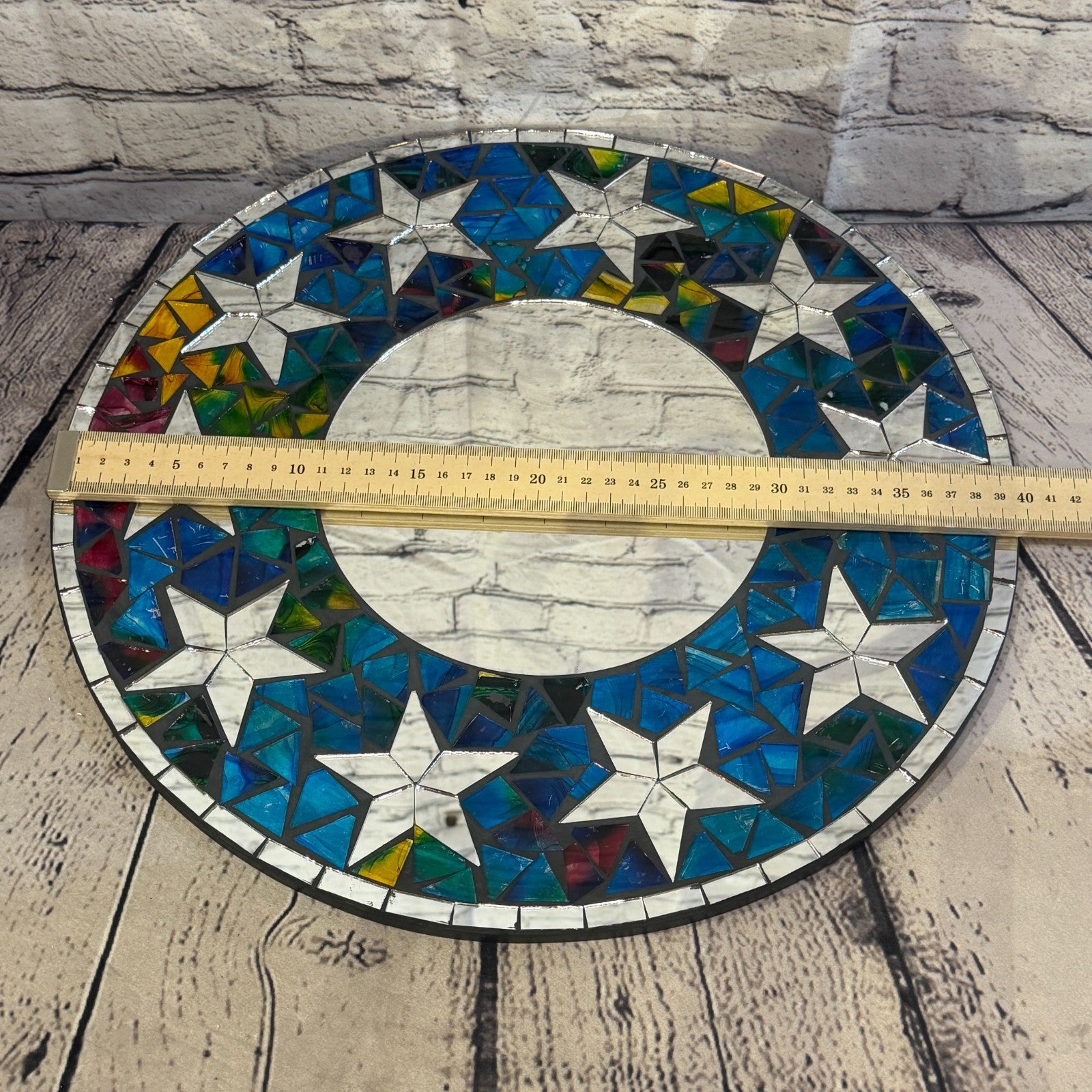 Blue Star Black Mosaic Tile Wall Mirror 40cm x 40cm 16 Inches Handmade3