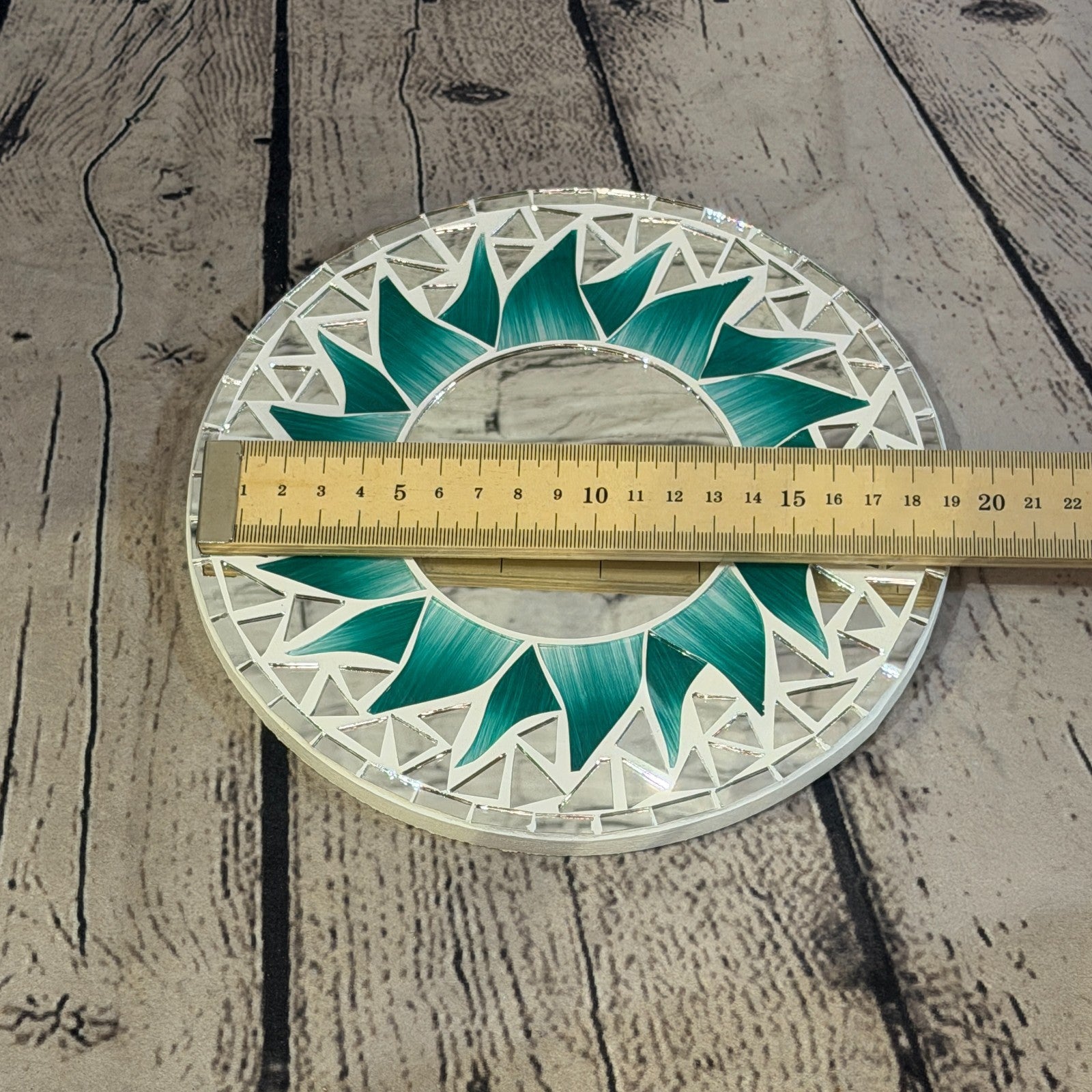 Green Sun Flame Mosaic Tile Wall Mirror 20cm x 20cm 8 Inches Handmade3