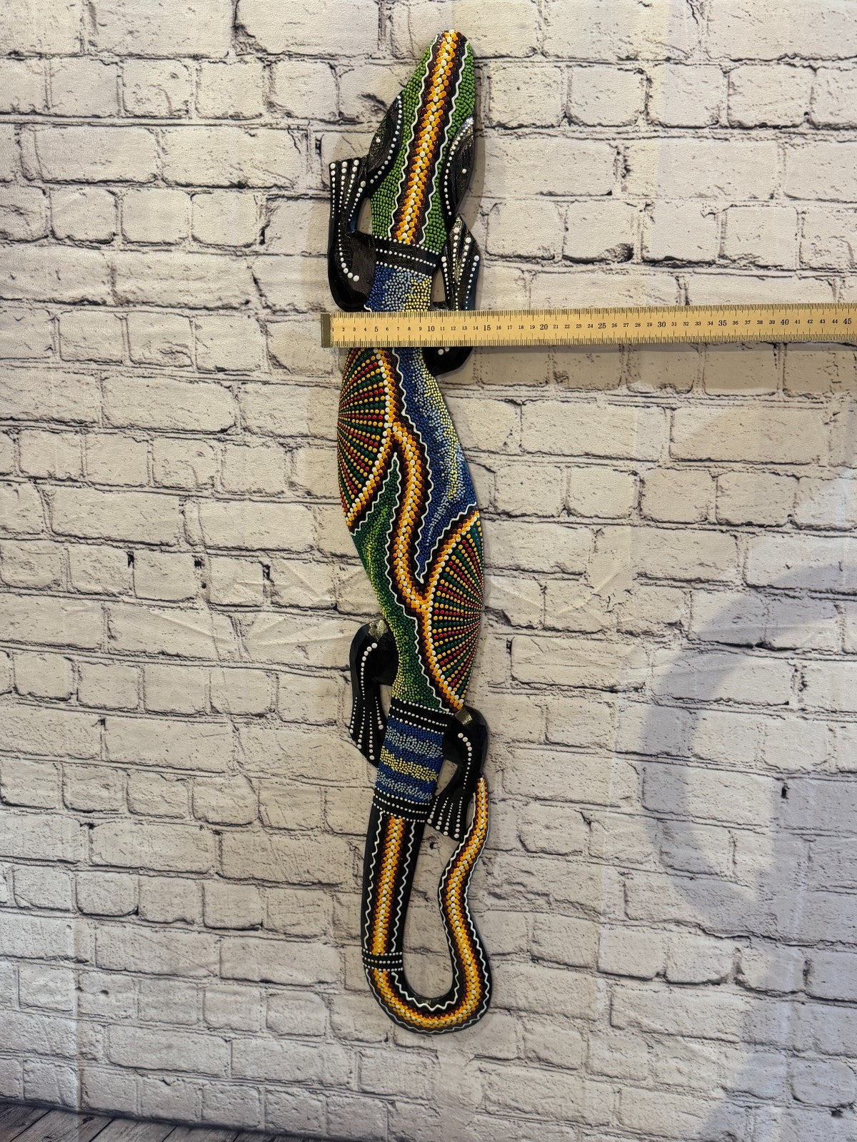 100cm Gecko Carved Wooden Dot Painted Ethnic Tribal Tiki Wall Art No 1 New3