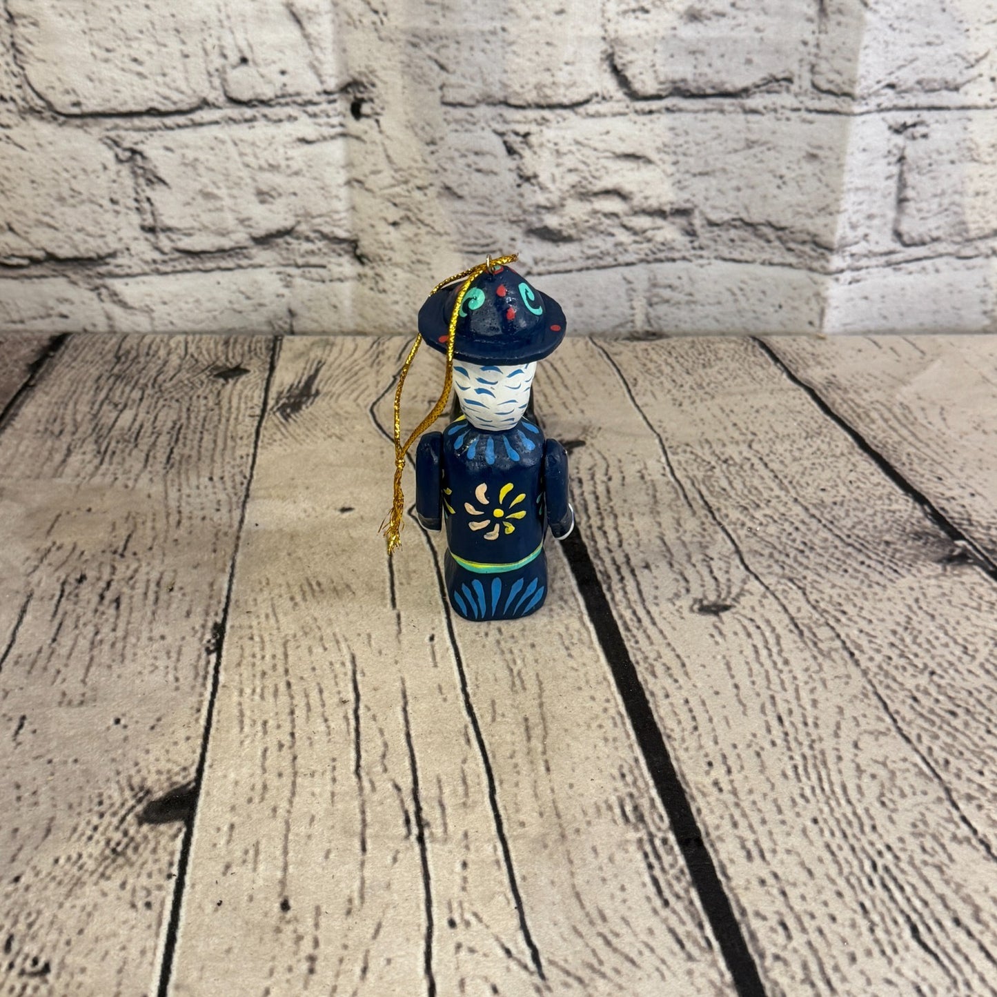 10cm Navy Day Of The Dead Man Sitting Animal, Wooden Shelf Ornament Fairtrade4