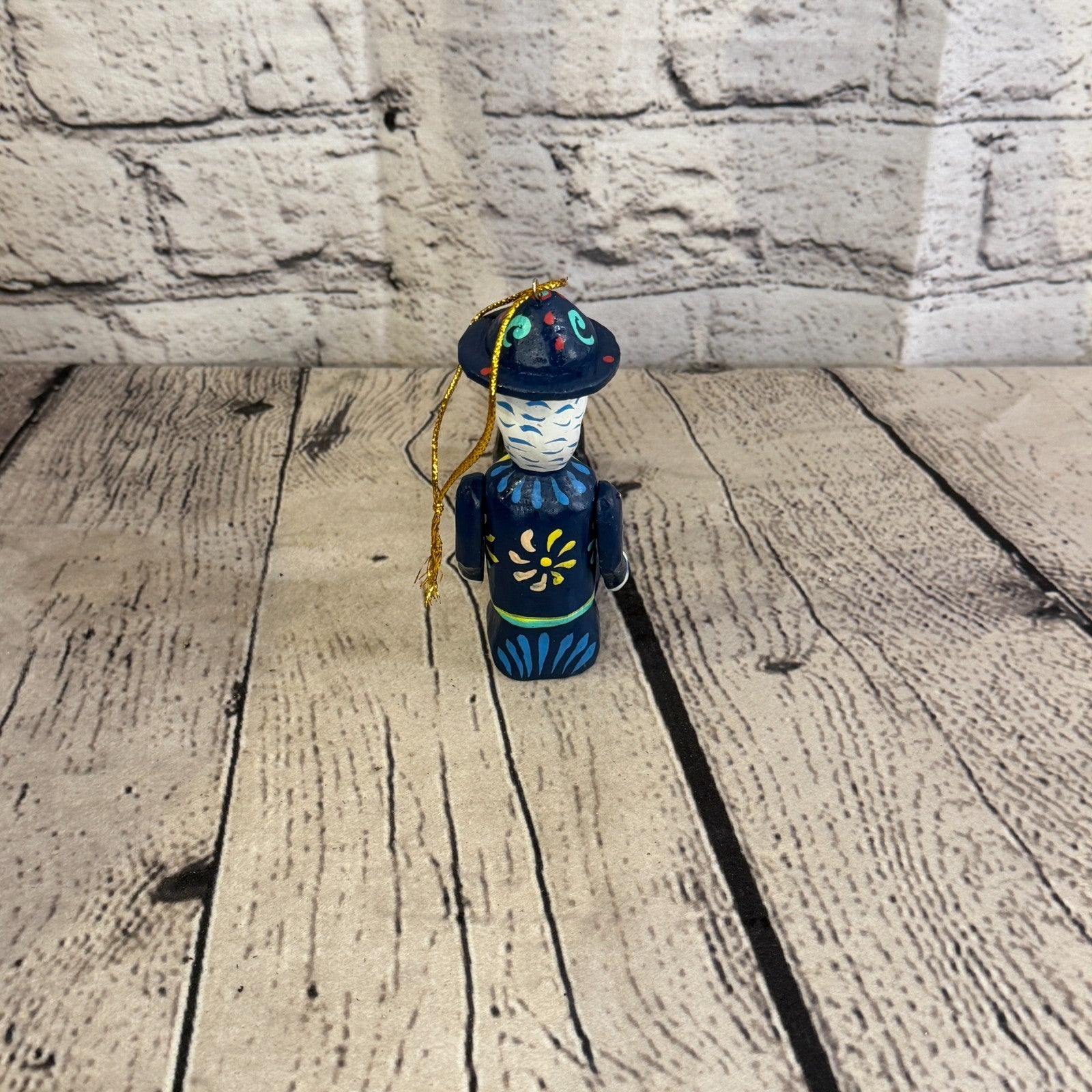 10cm Navy Day Of The Dead Man Sitting Animal, Wooden Shelf Ornament Fairtrade4