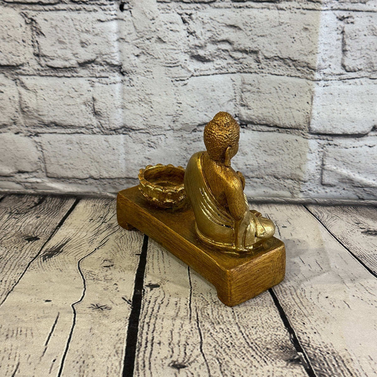 Gold & Bronze 15cm x 15cm Thai Buddha Tea Light Holder Statue Resin Hindu4